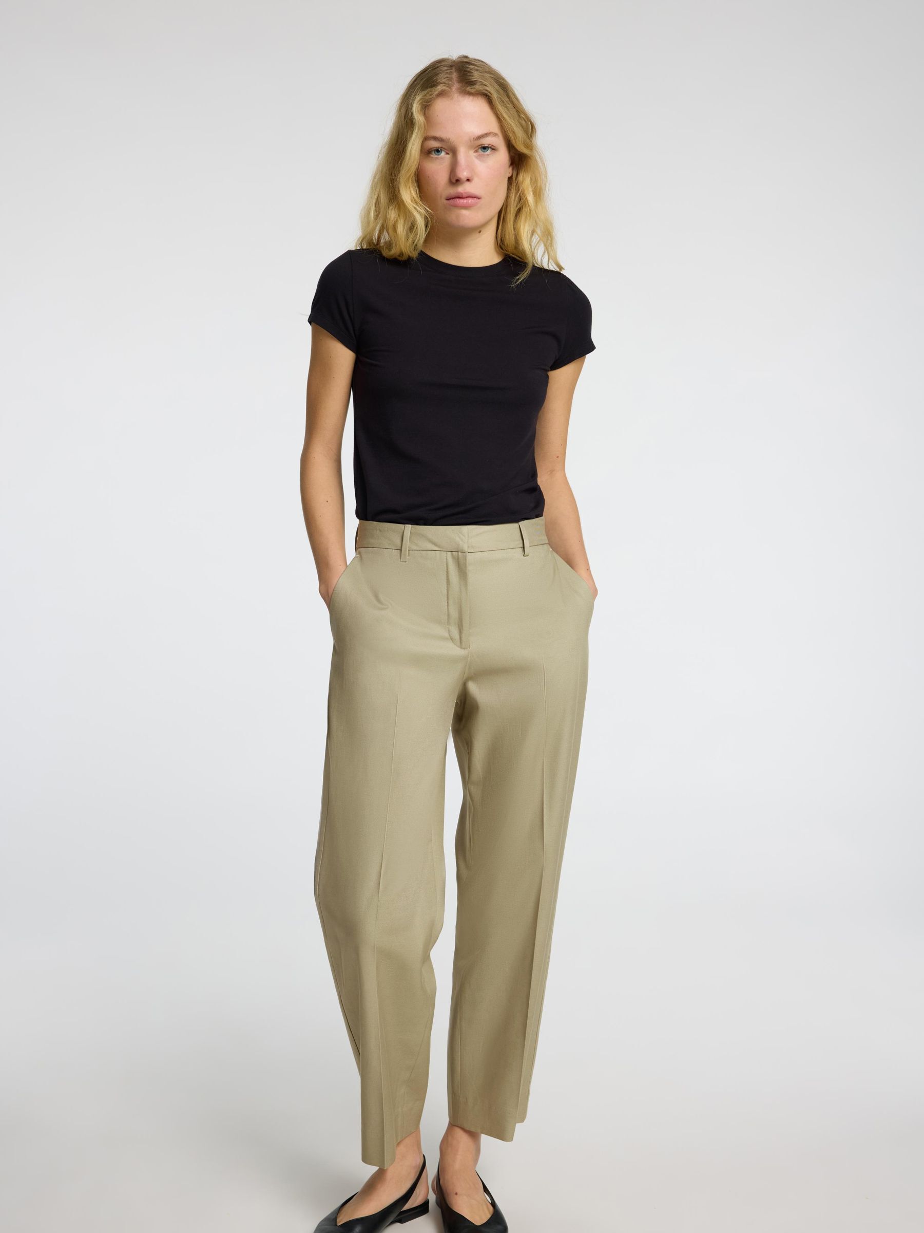 MID WAIST BARREL FIT TROUSERS