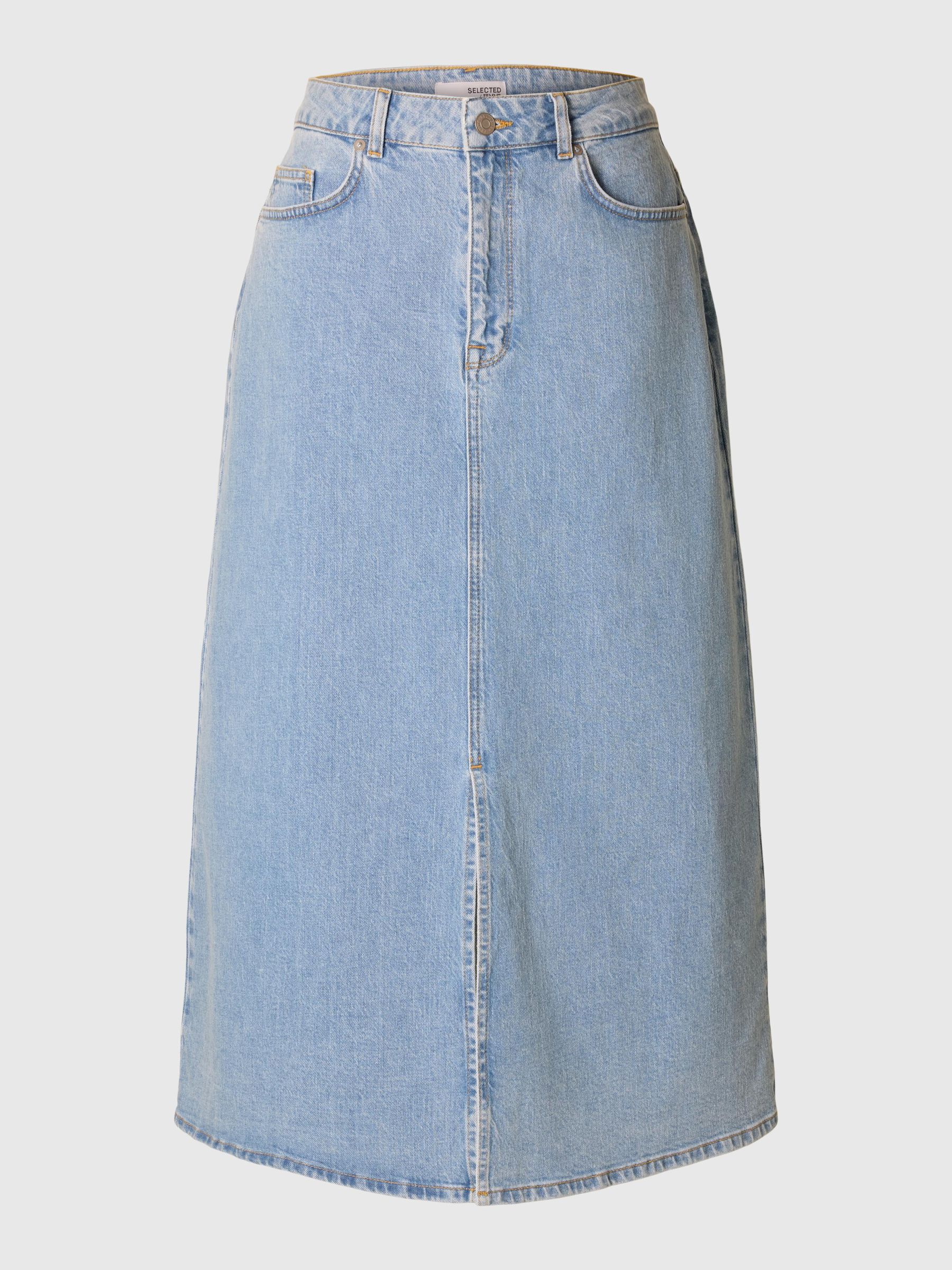 HELLBLAUER MIDI JEANSROCK