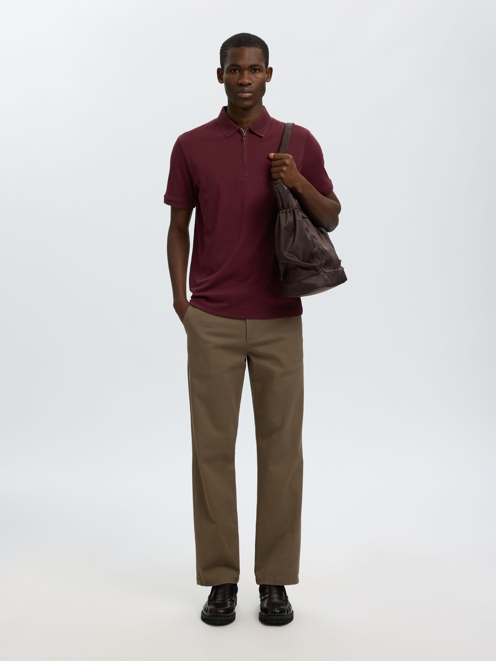 ZIPPER KNITTED POLO SHIRT