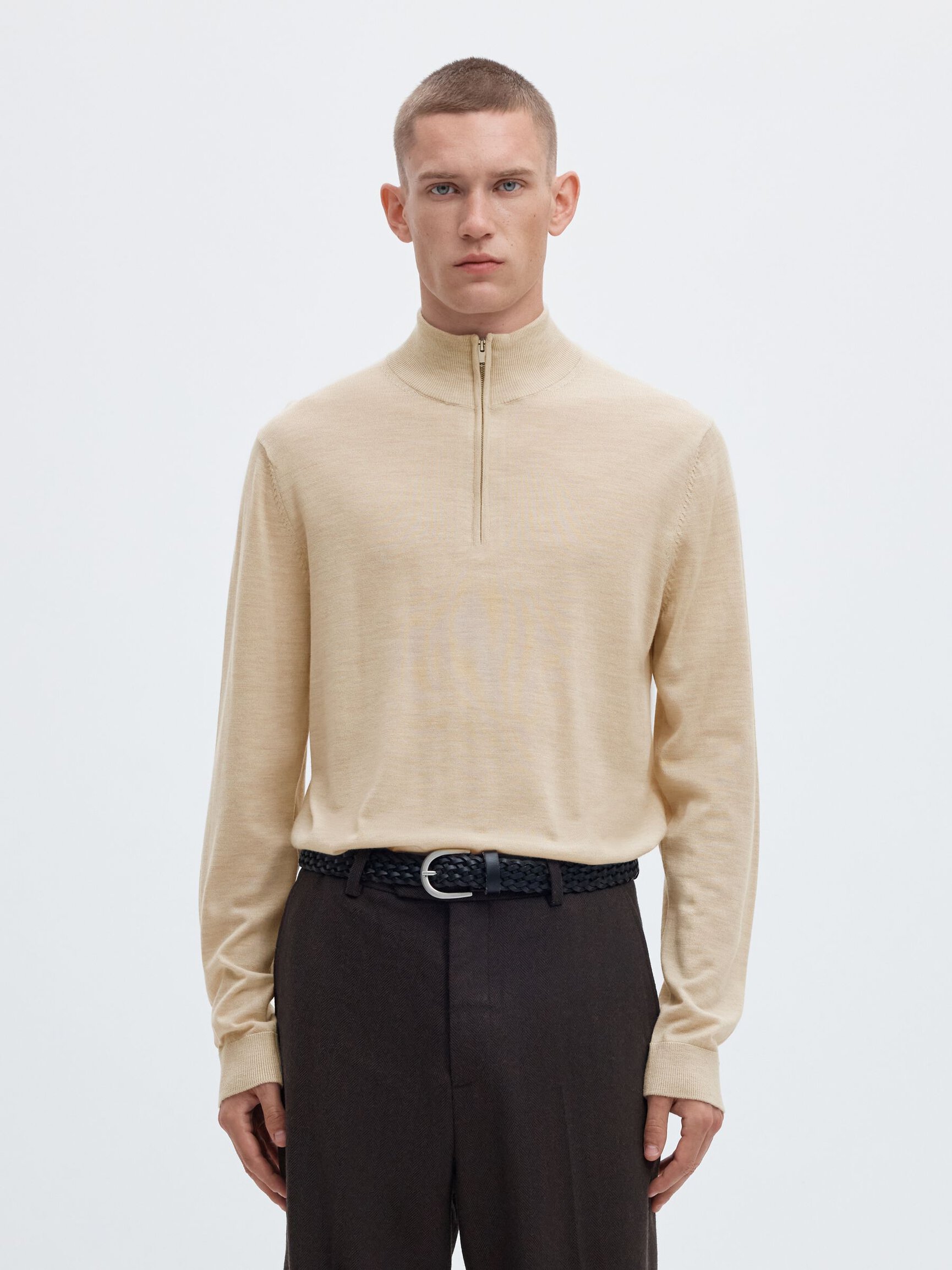 100% MERINO WOOL HALF-ZIP JUMPER