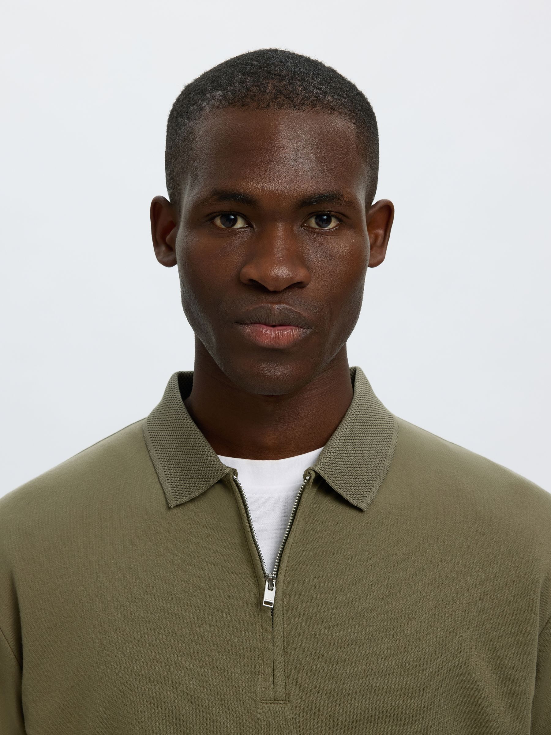 ZIPPER KNITTED POLO SHIRT