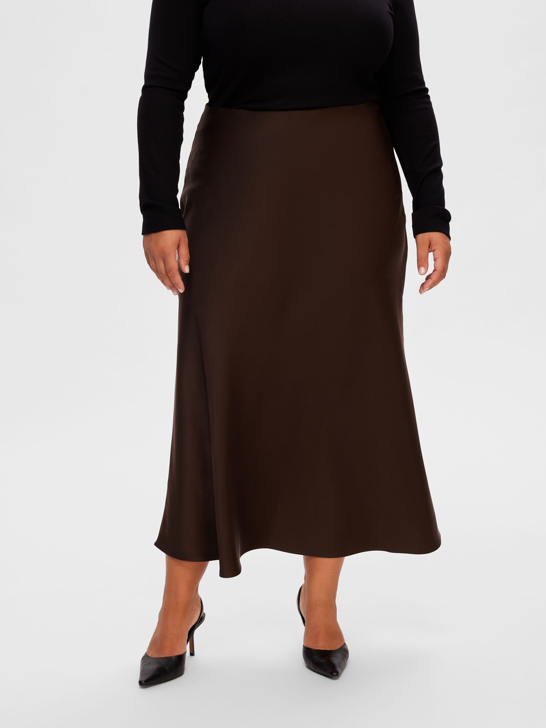 SATIN MIDI SKIRT
