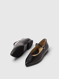 LEDER MARY JANE SCHUHE, Black, highres