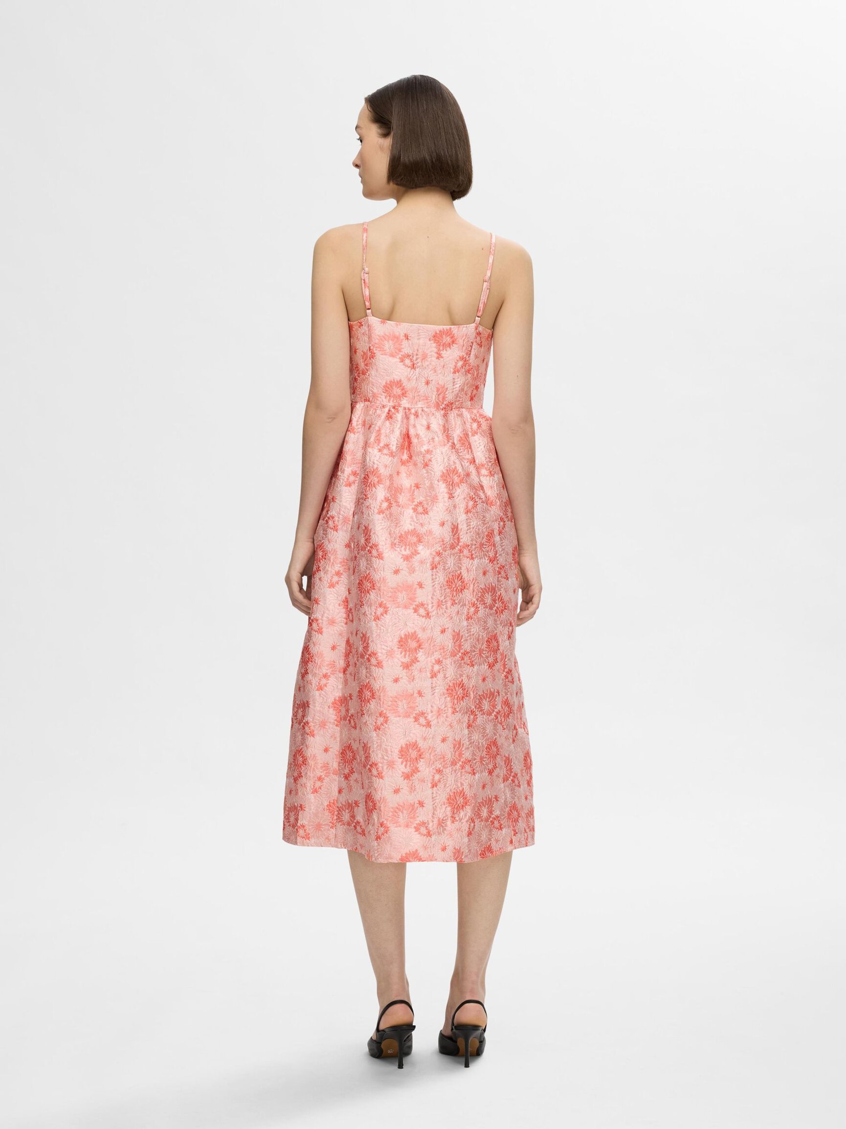 GEBLOEMDE JACQUARD MIDI JURK
