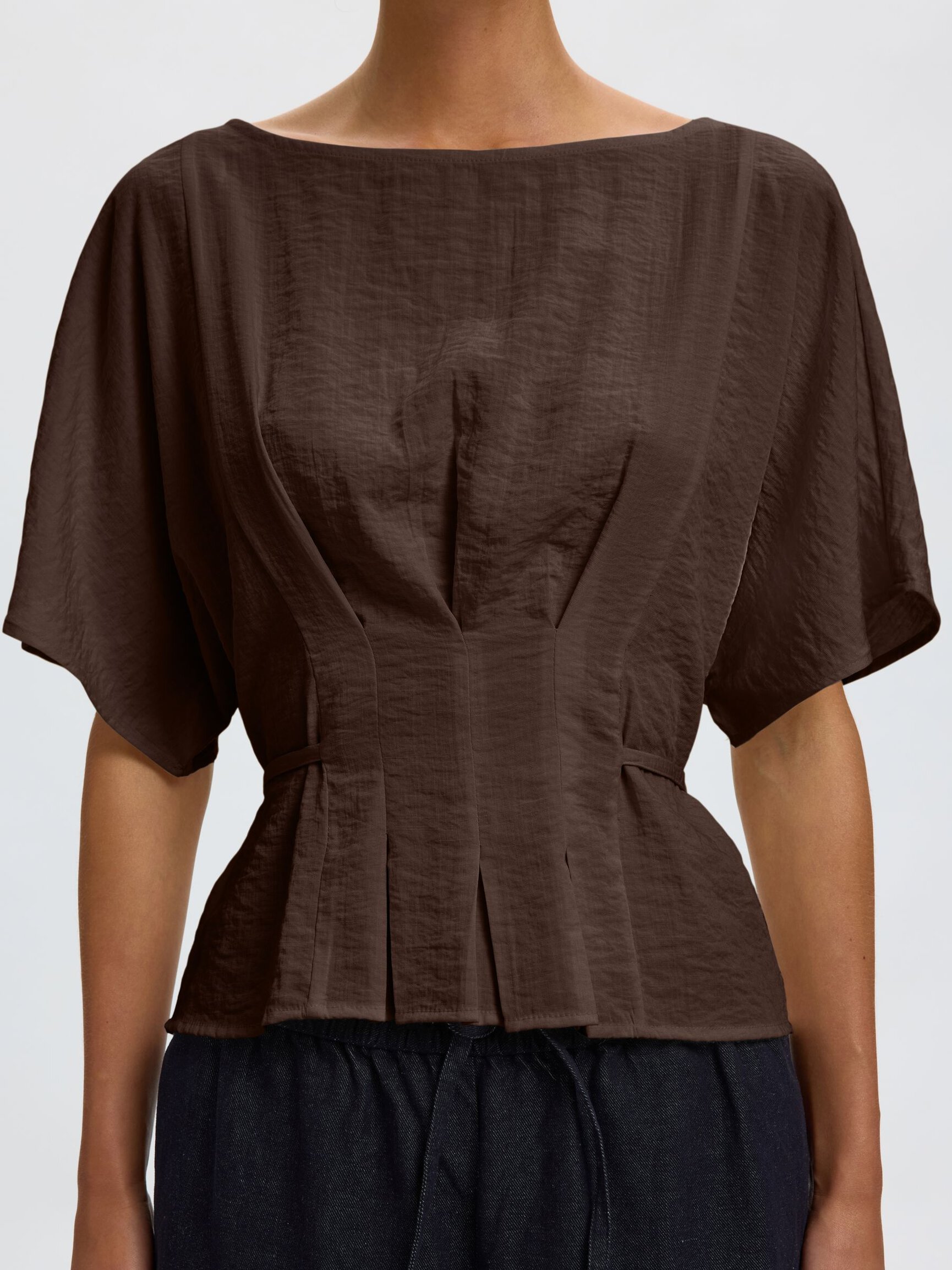 VISCOSE BLEND PLEATED BLOUSE