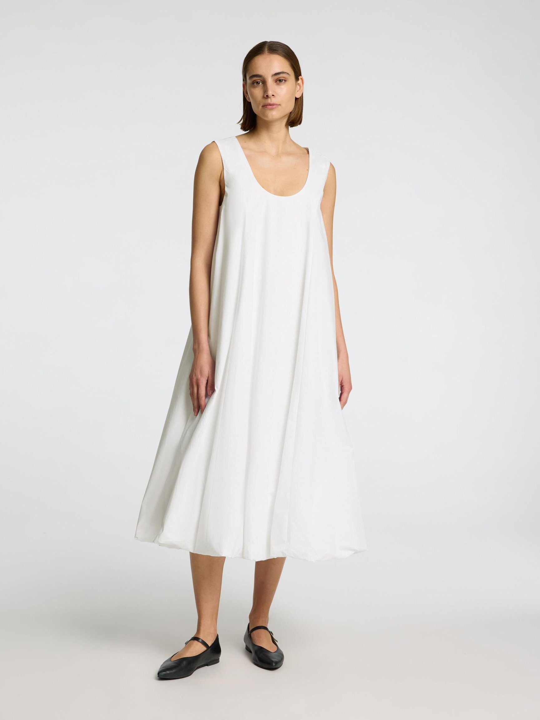 BUBBLE HEM MIDI DRESS