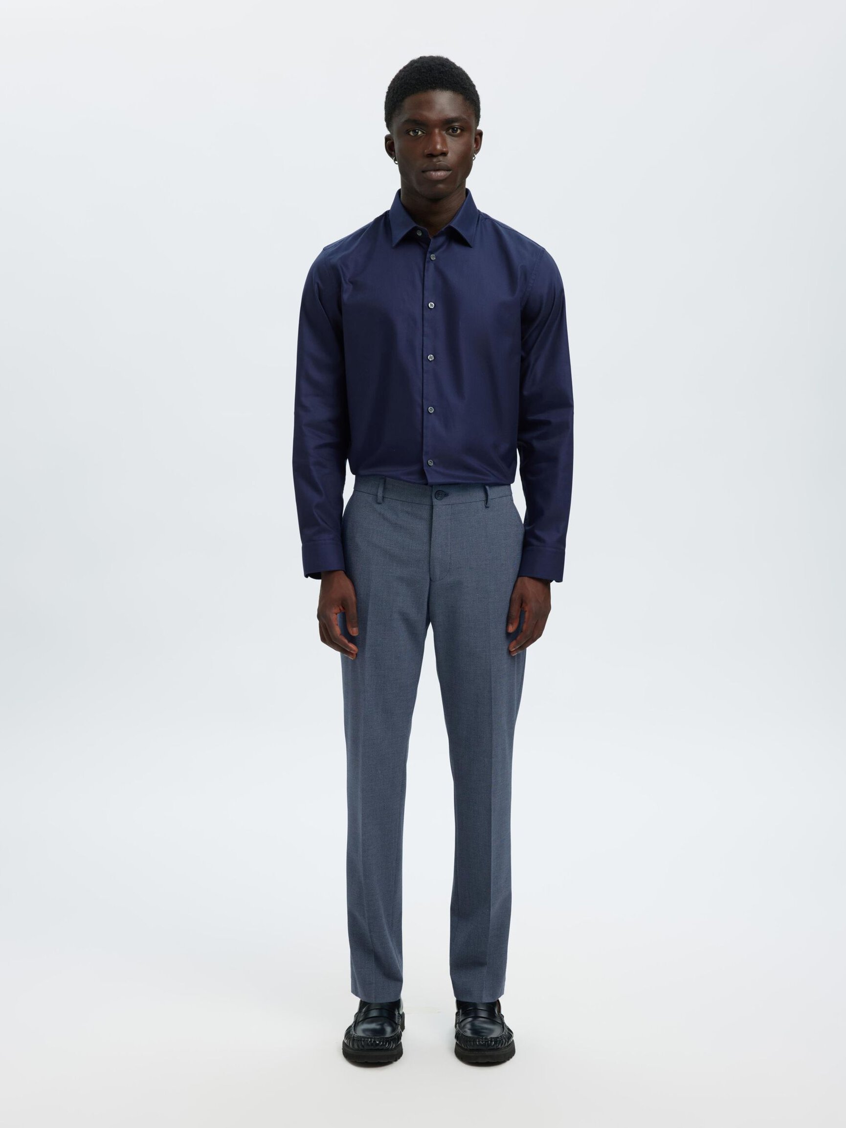 VISCOSE BLEND SLIM FIT SUIT TROUSERS