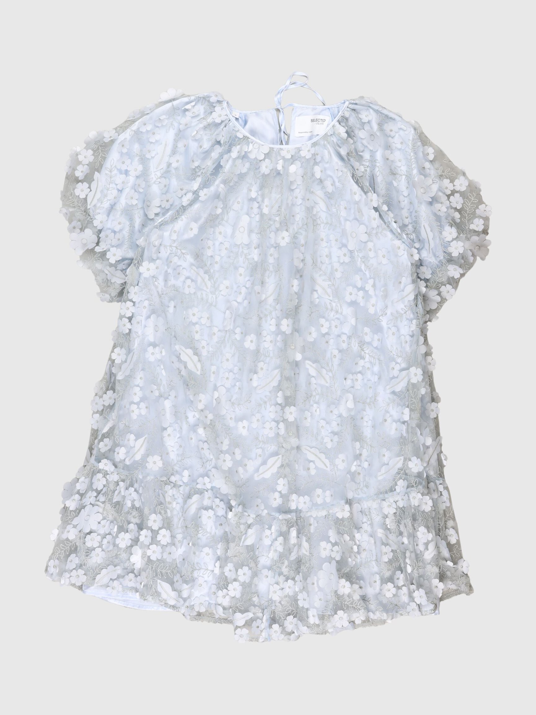3D FLORAL TEXTURED MINI DRESS