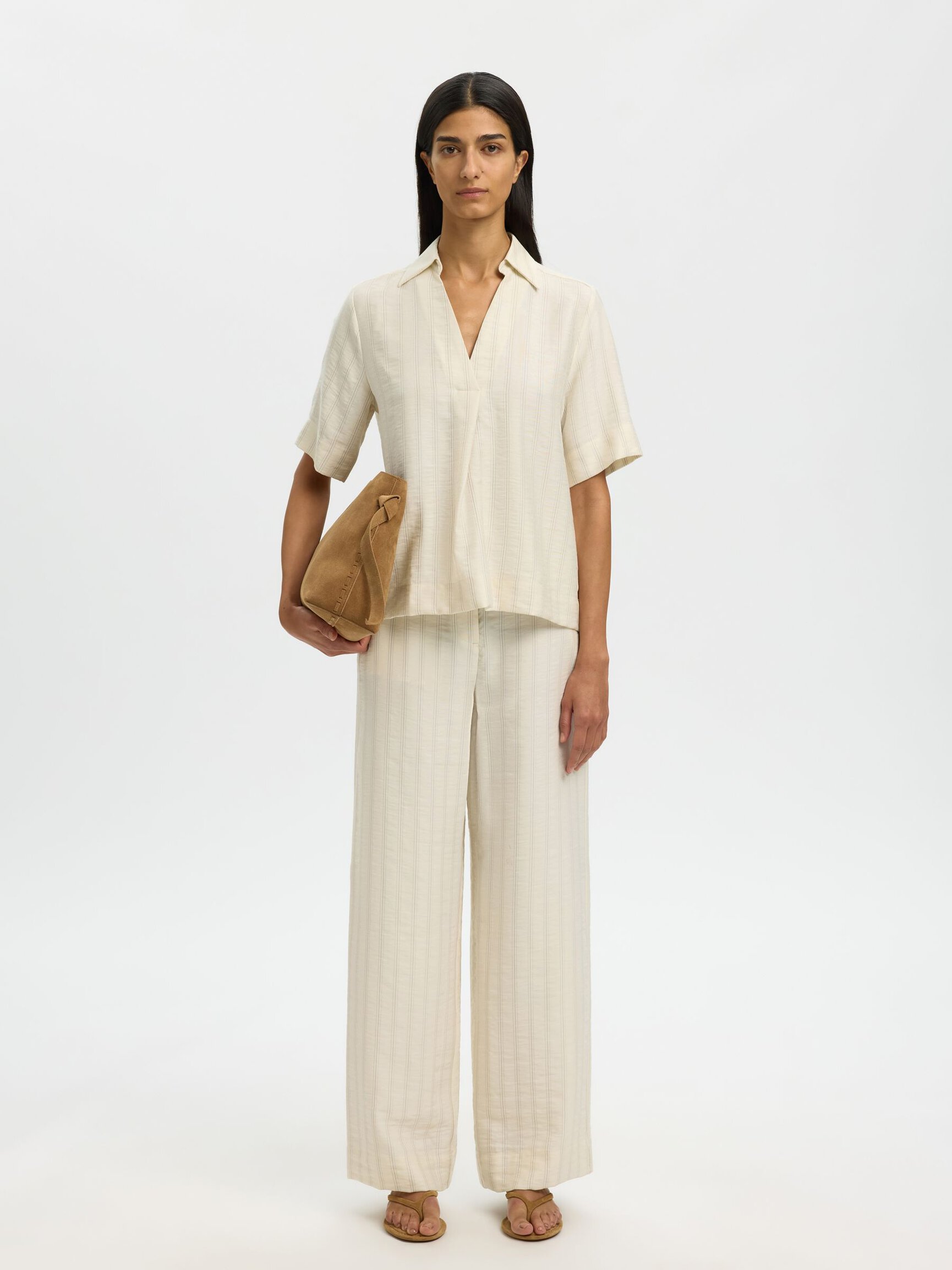 VISCOSE BLEND 2/4 SLEEVED BLOUSE