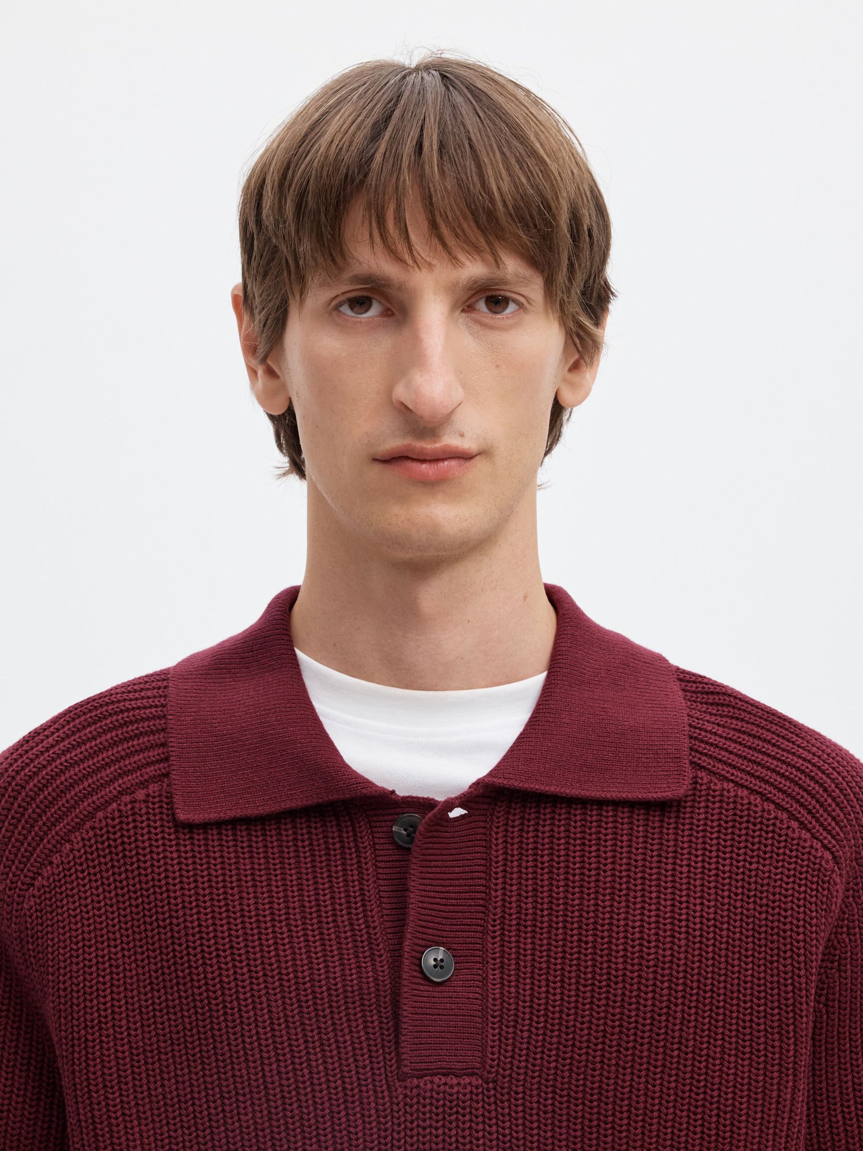 RIBBED KNITTED POLO SHIRT