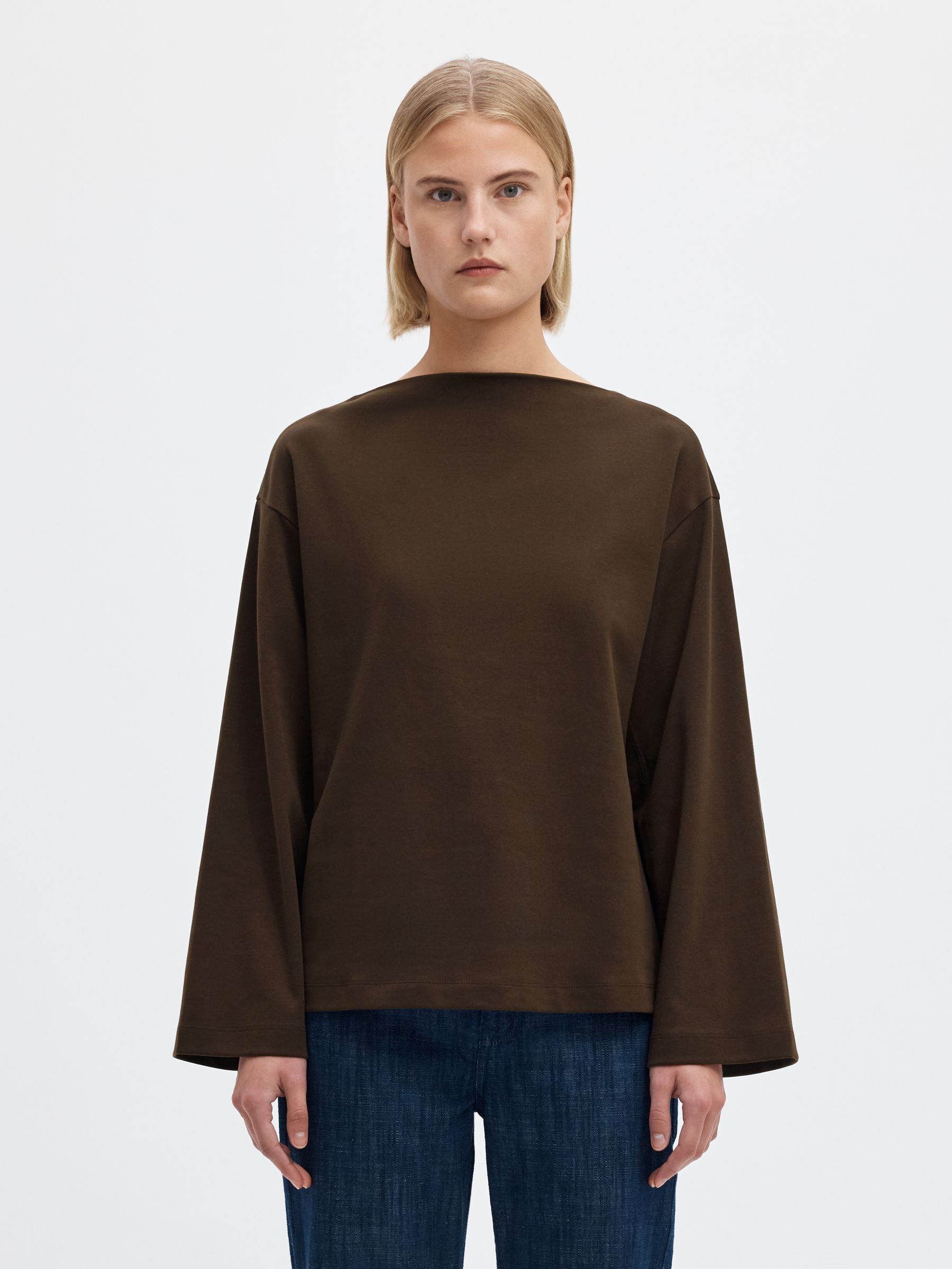 BOAT NECK COTTON LONG-SLEEVED T-SHIRT