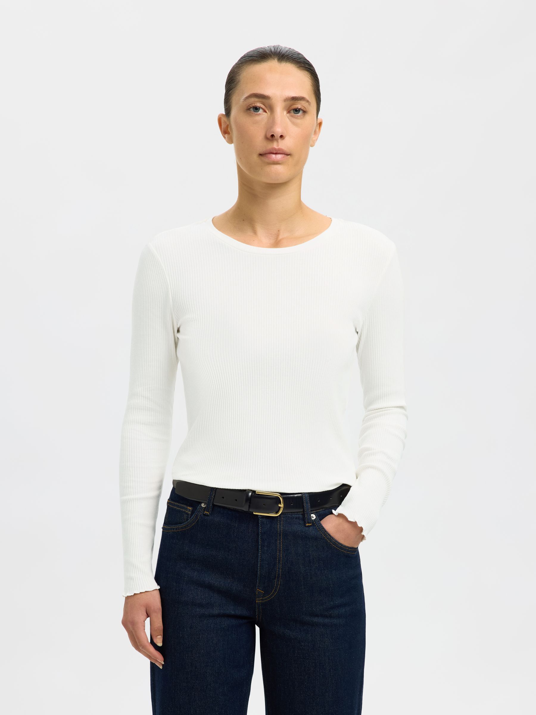 SELECTED FEMME Damen Langarmshirt - Basic Aus TENCEL Lyocell