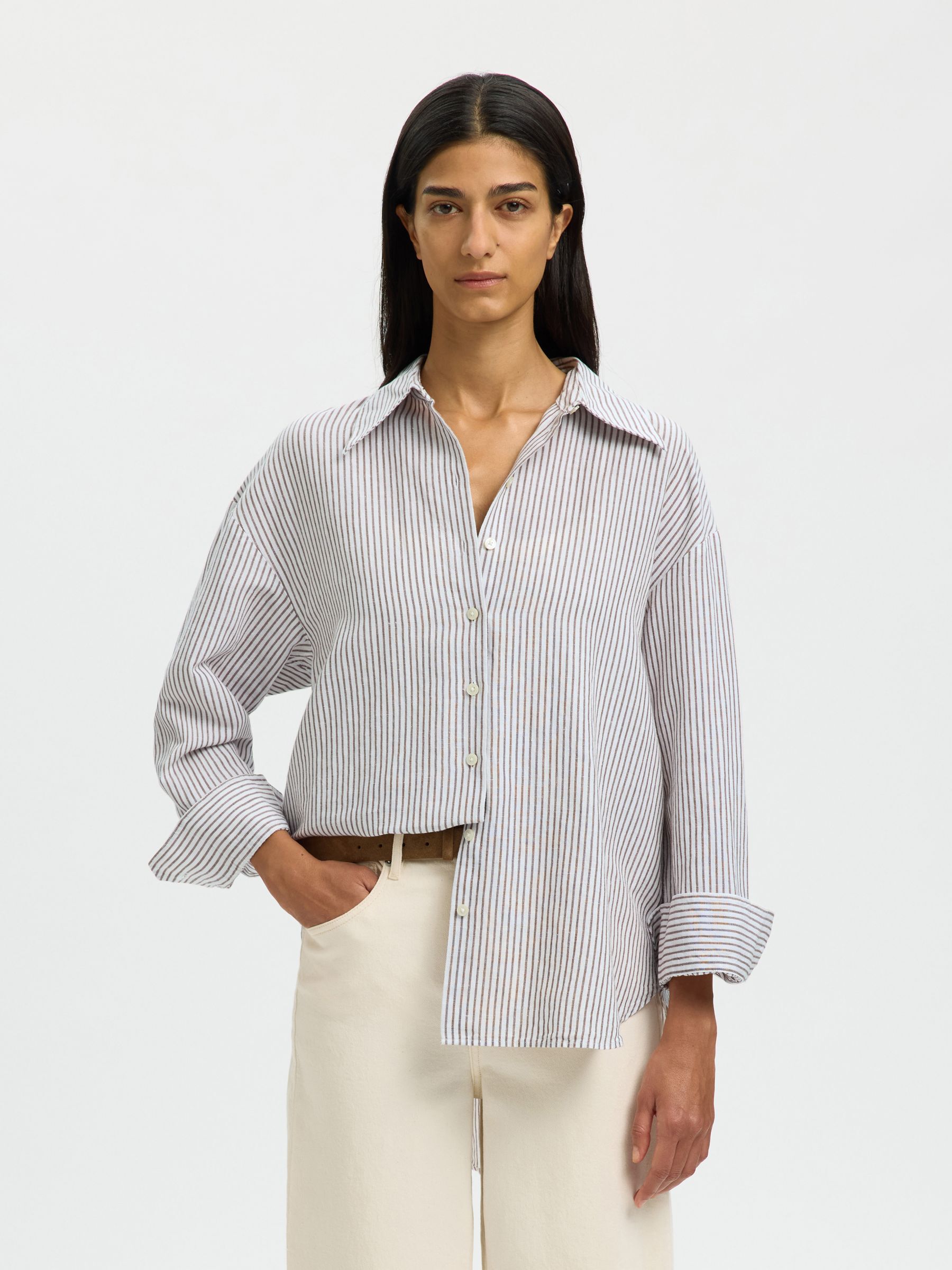 OVERSIZED LINEN-BLEND SHIRT