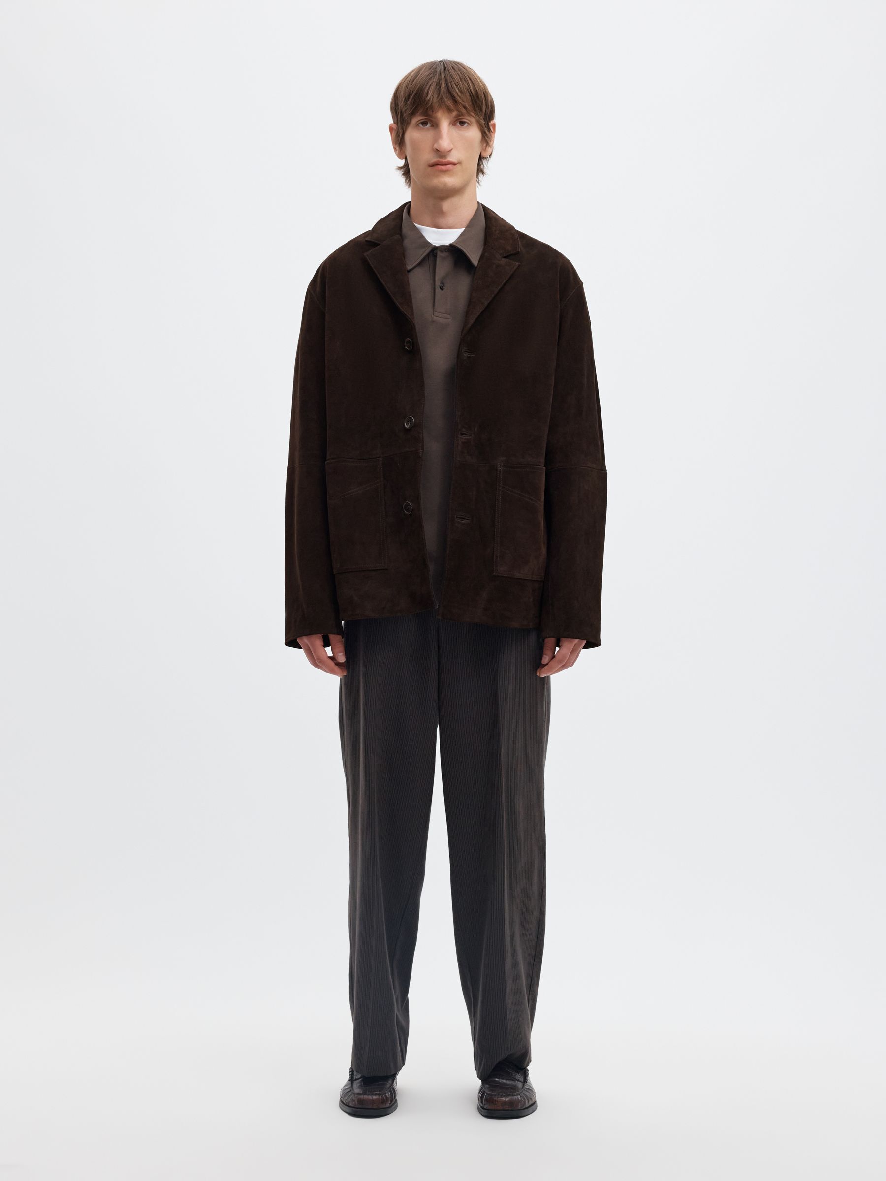 SUEDE NOTCH LAPEL LEATHER JACKET