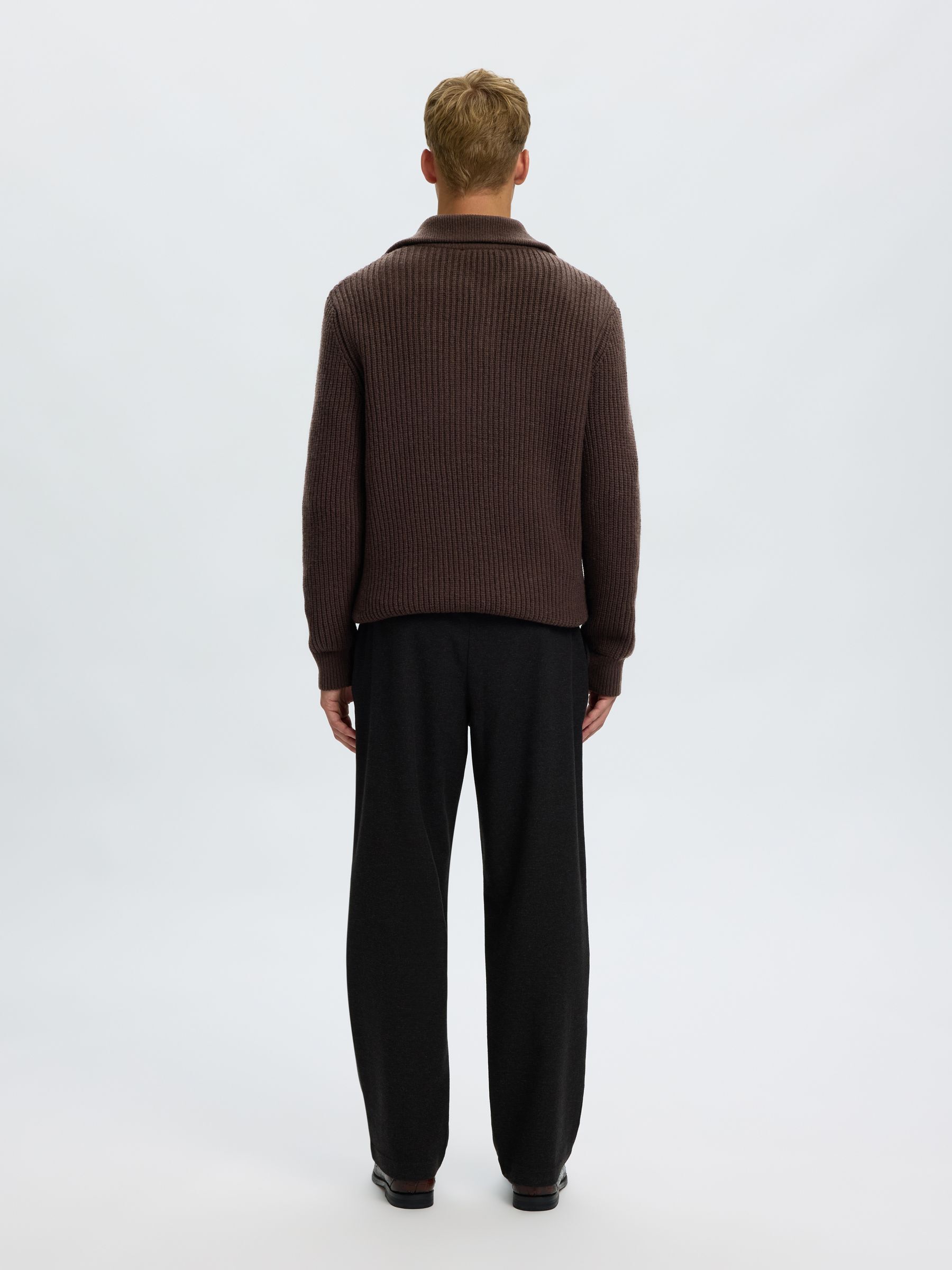 KNITTED WOOL BLEND HALF-ZIP JUMPER