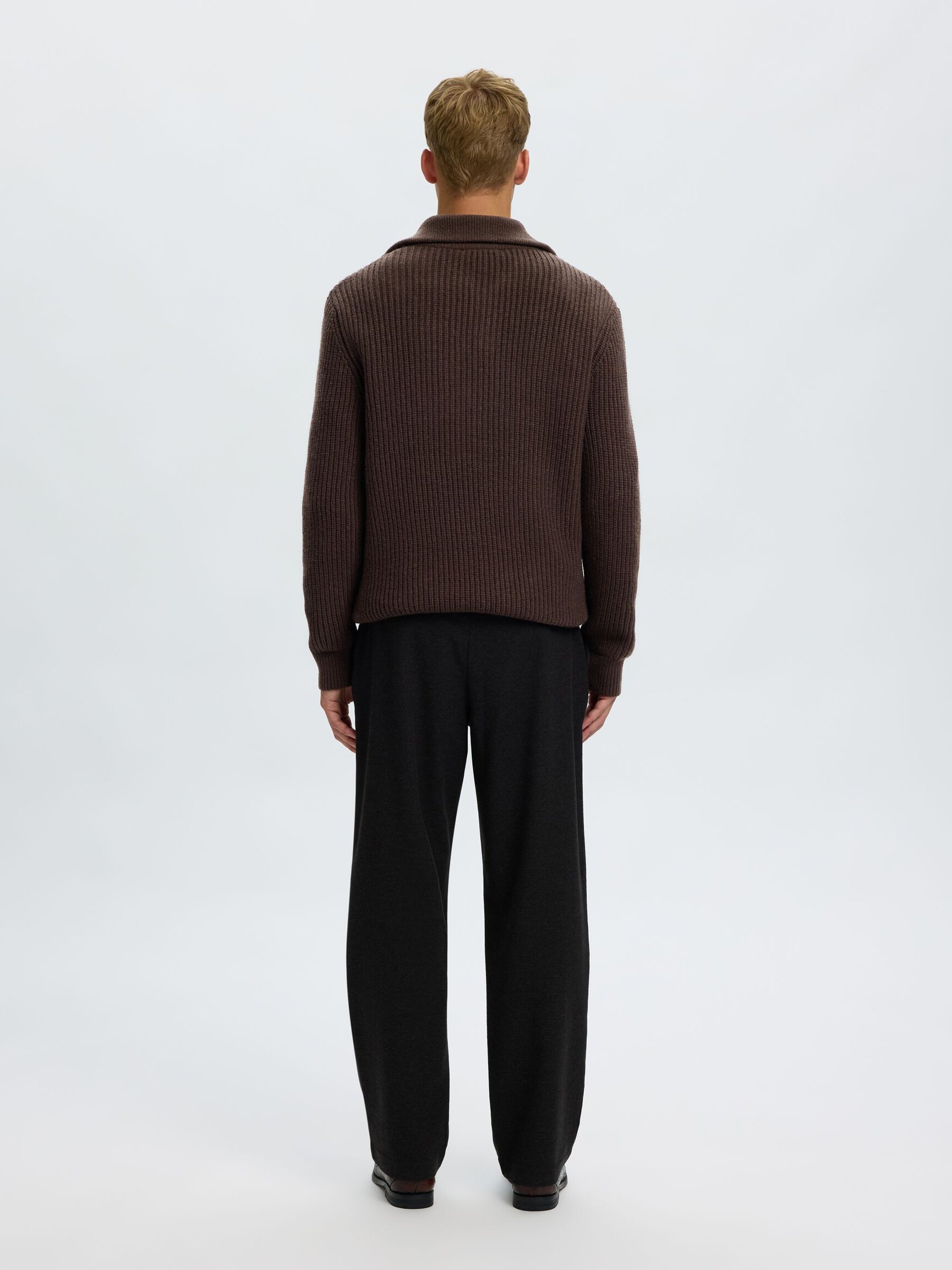 KNITTED WOOL BLEND HALF-ZIP JUMPER