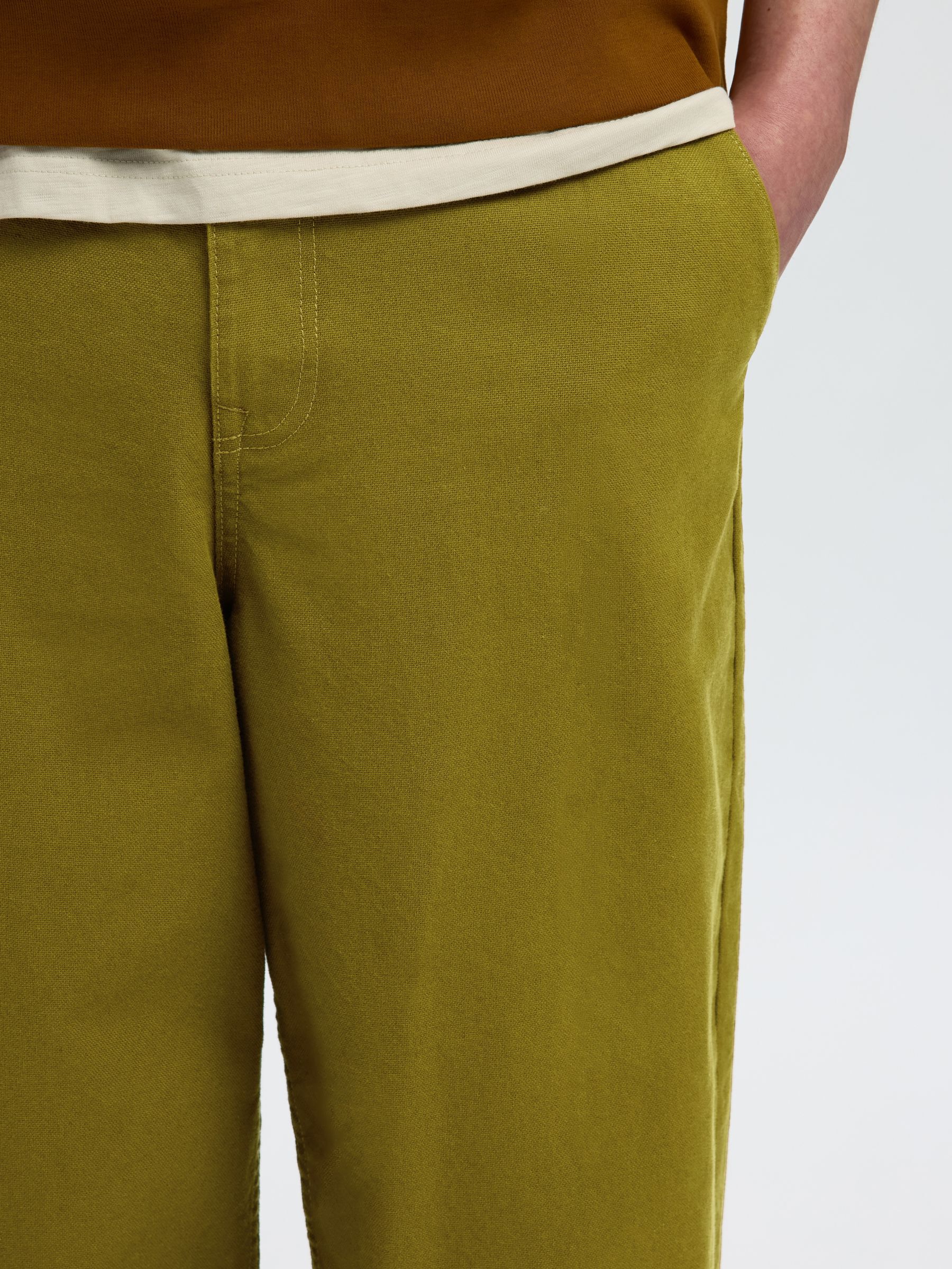 LINEN BLEND BARREL FIT TROUSERS
