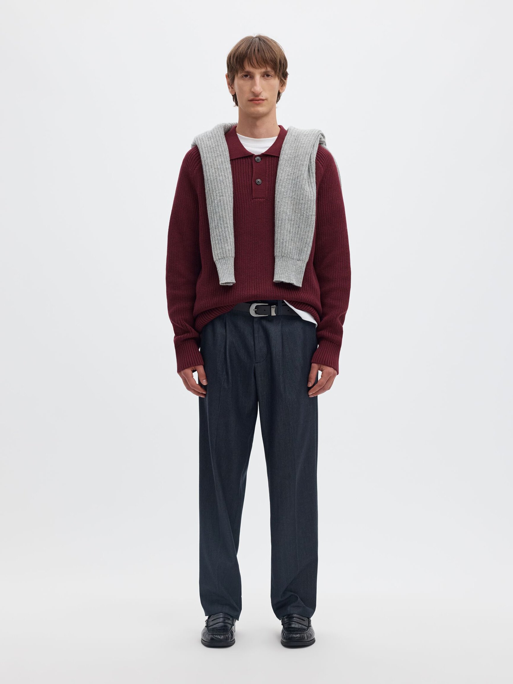 RIBBED KNITTED POLO SHIRT