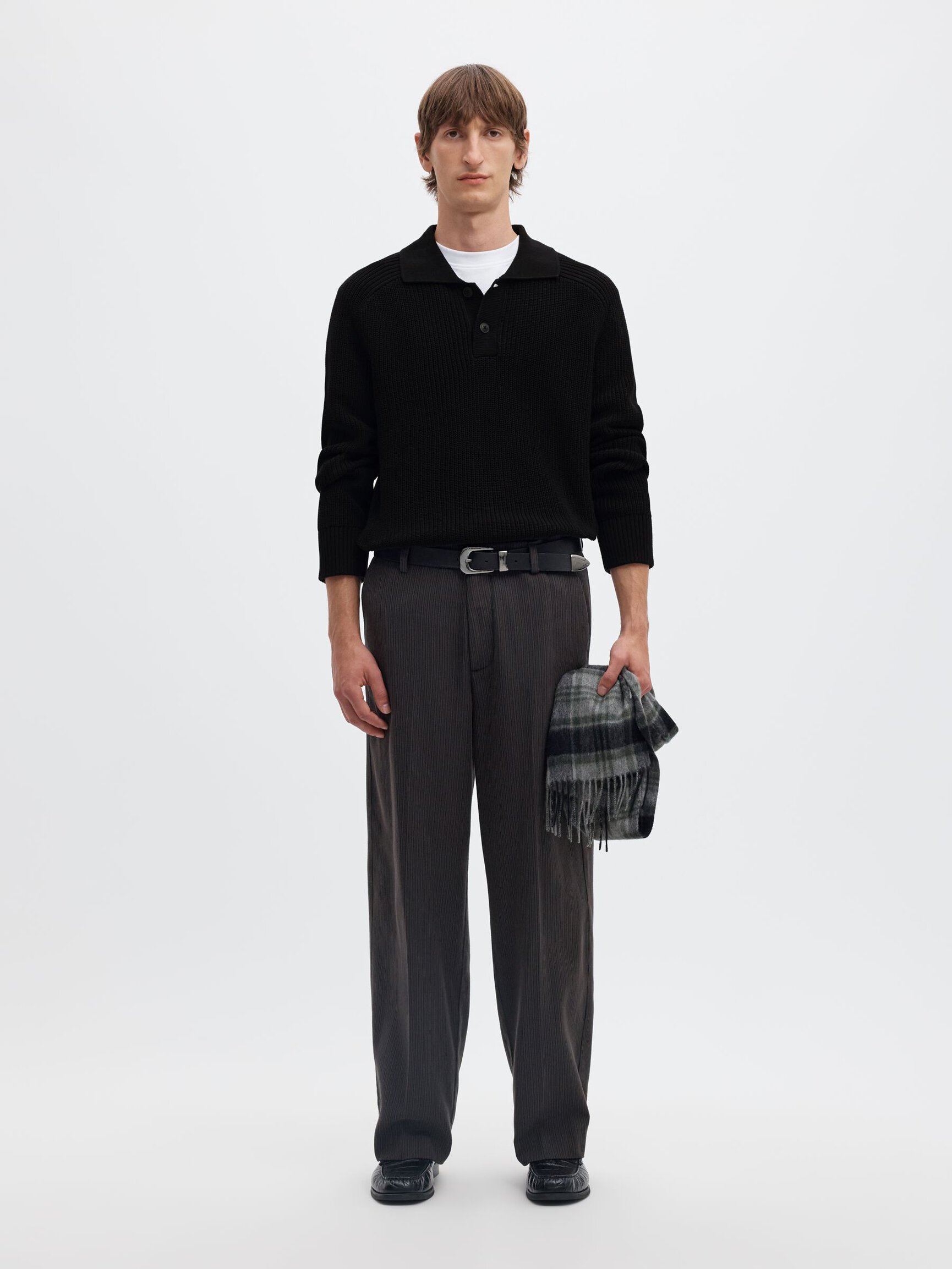 RIBBED KNITTED POLO SHIRT