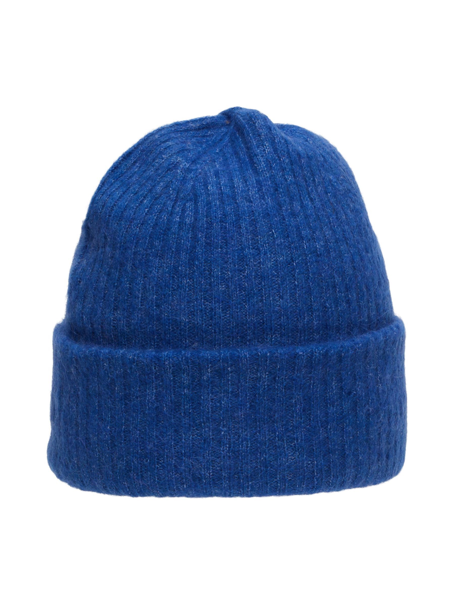 RIBBED WOOL BLEND BEANIE