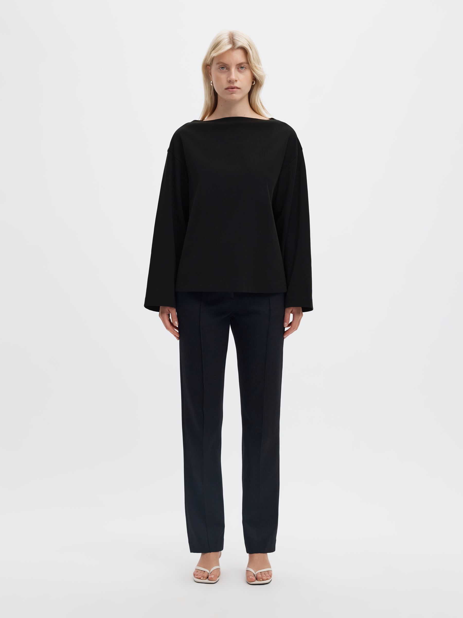 BOAT NECK COTTON LONG-SLEEVED T-SHIRT