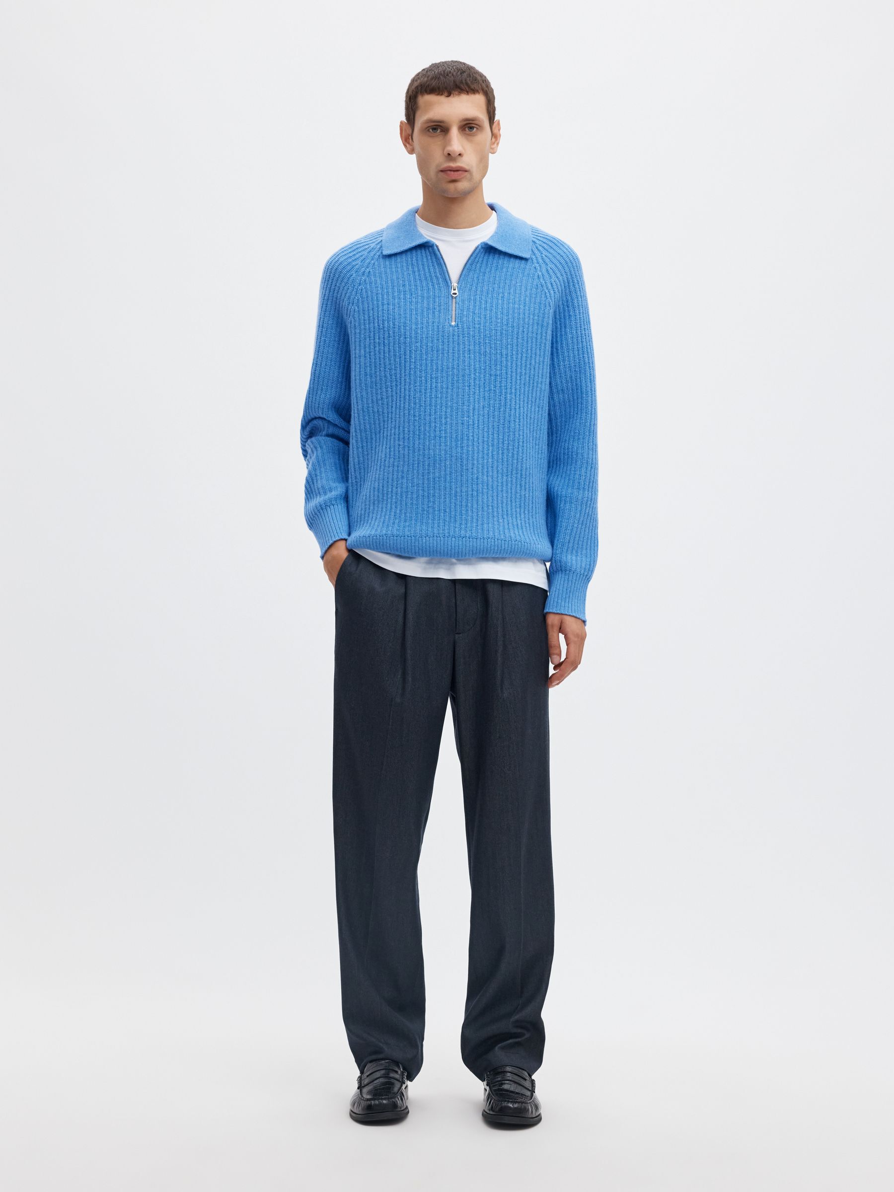 WOOL BLEND KNITTED POLO SHIRT