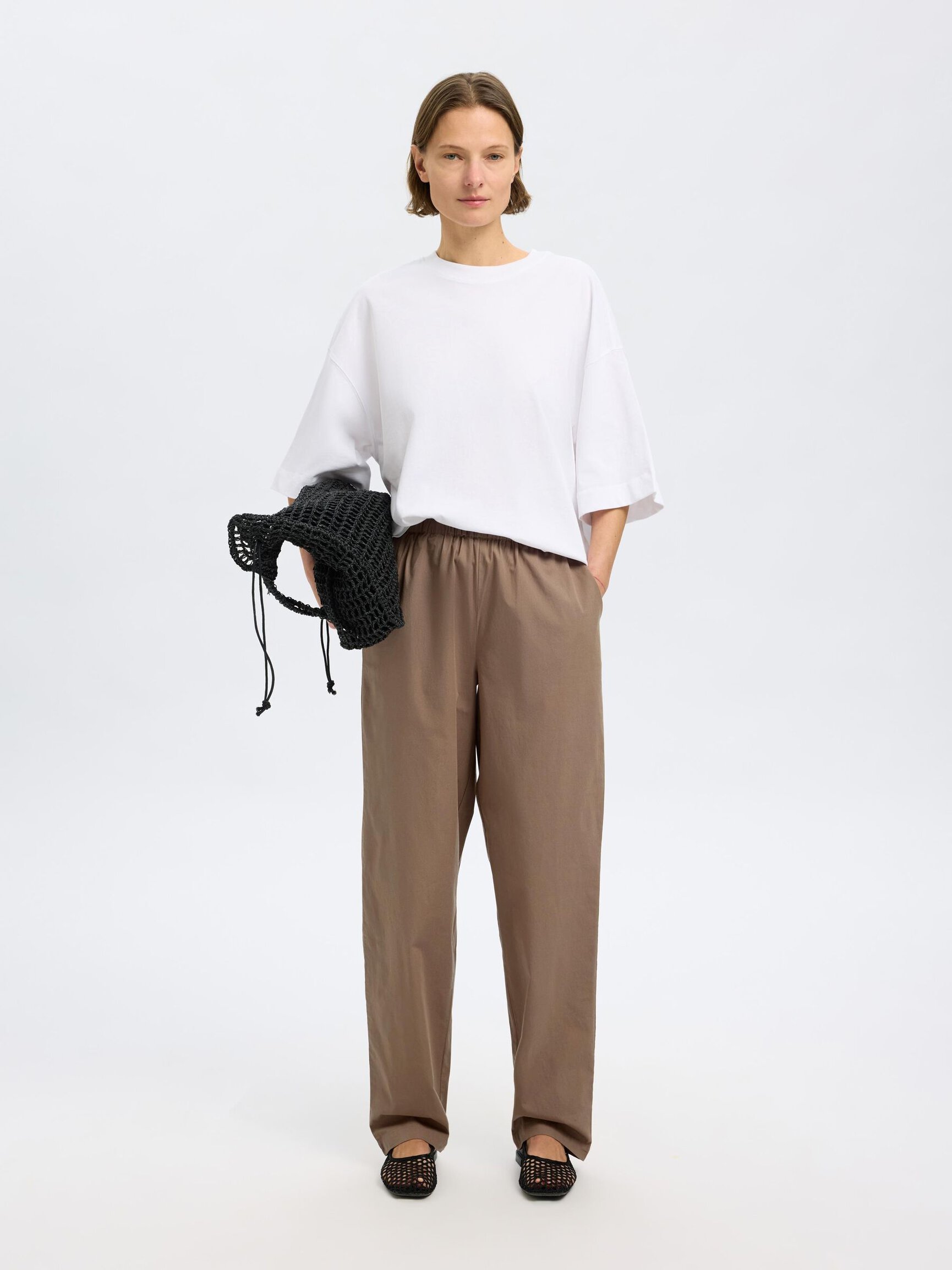 COTTON HIGH WAISTED TROUSERS