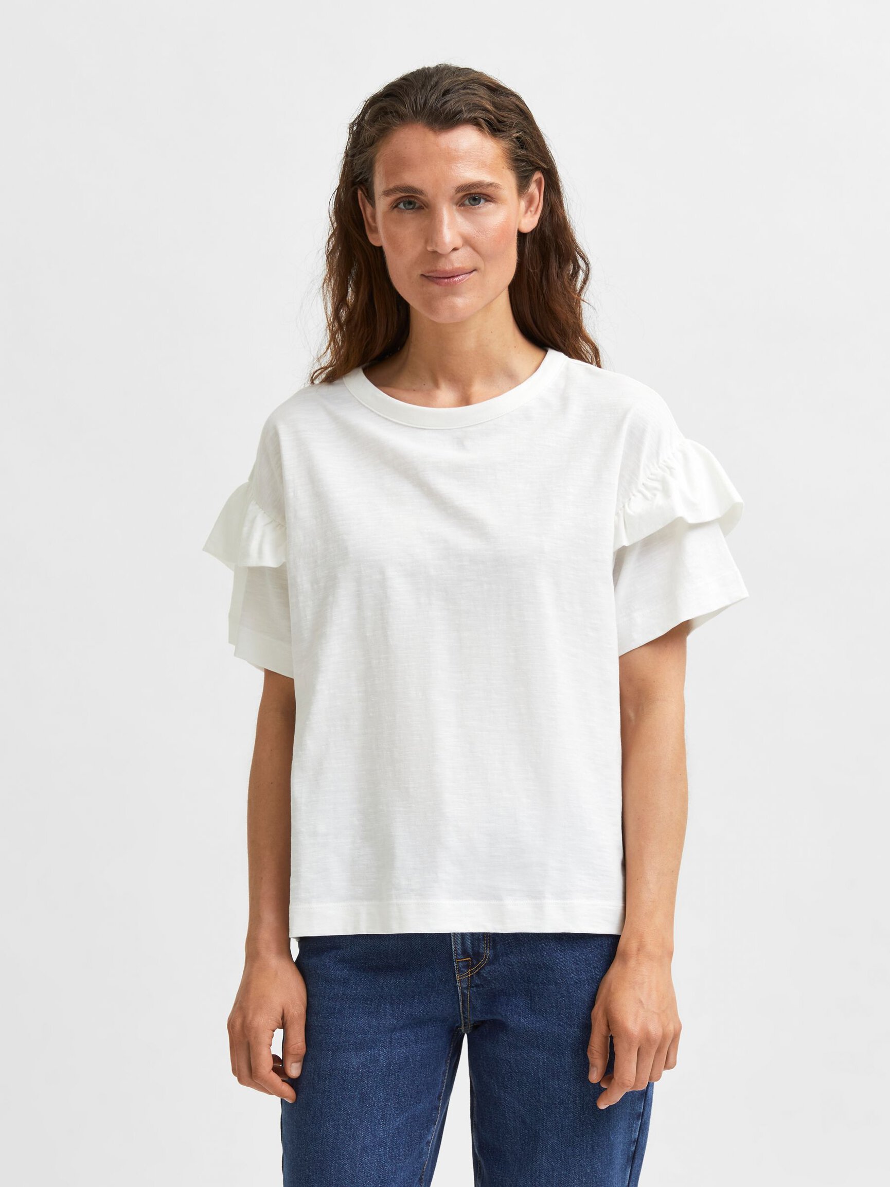 COTTON RUFFLE T-SHIRT