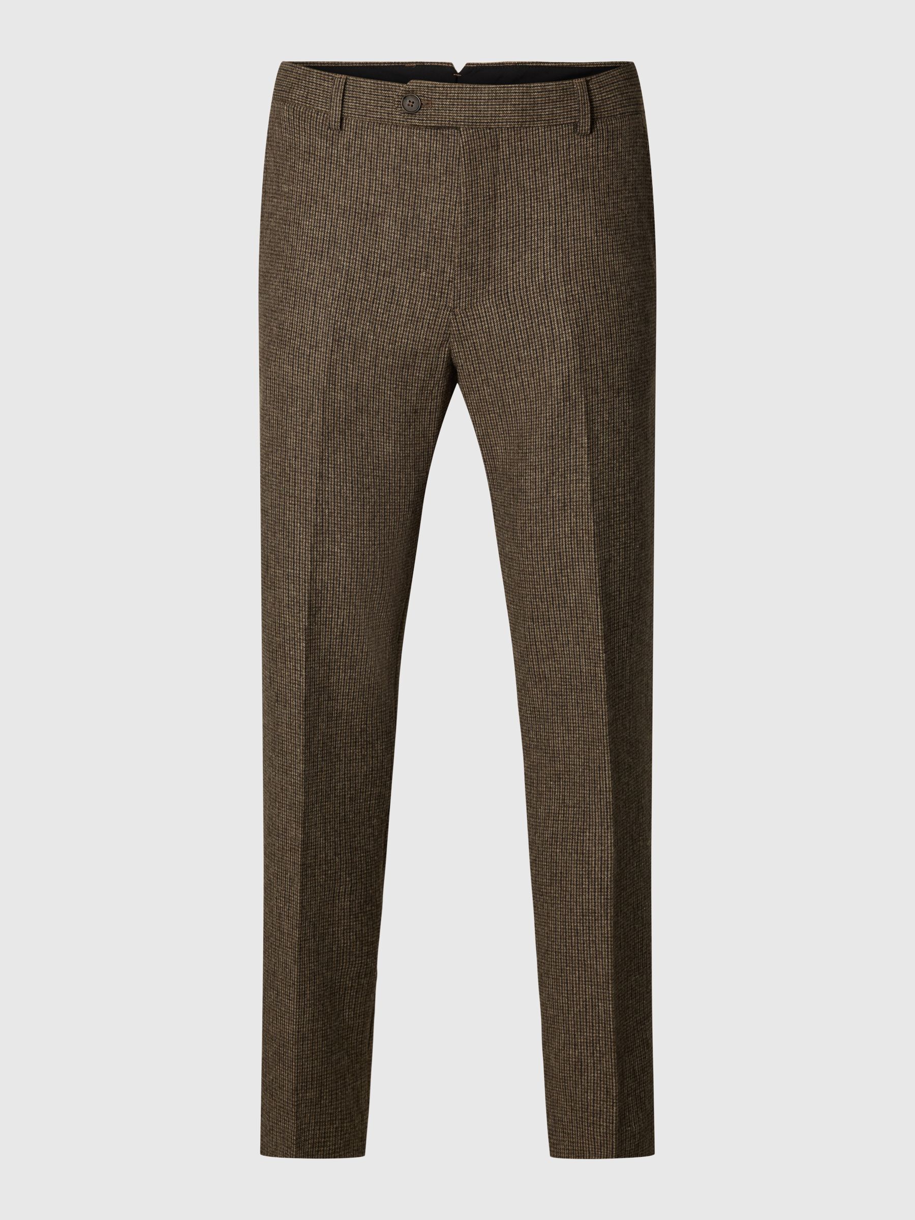 CHECKED WOOL BLEND TROUSERS