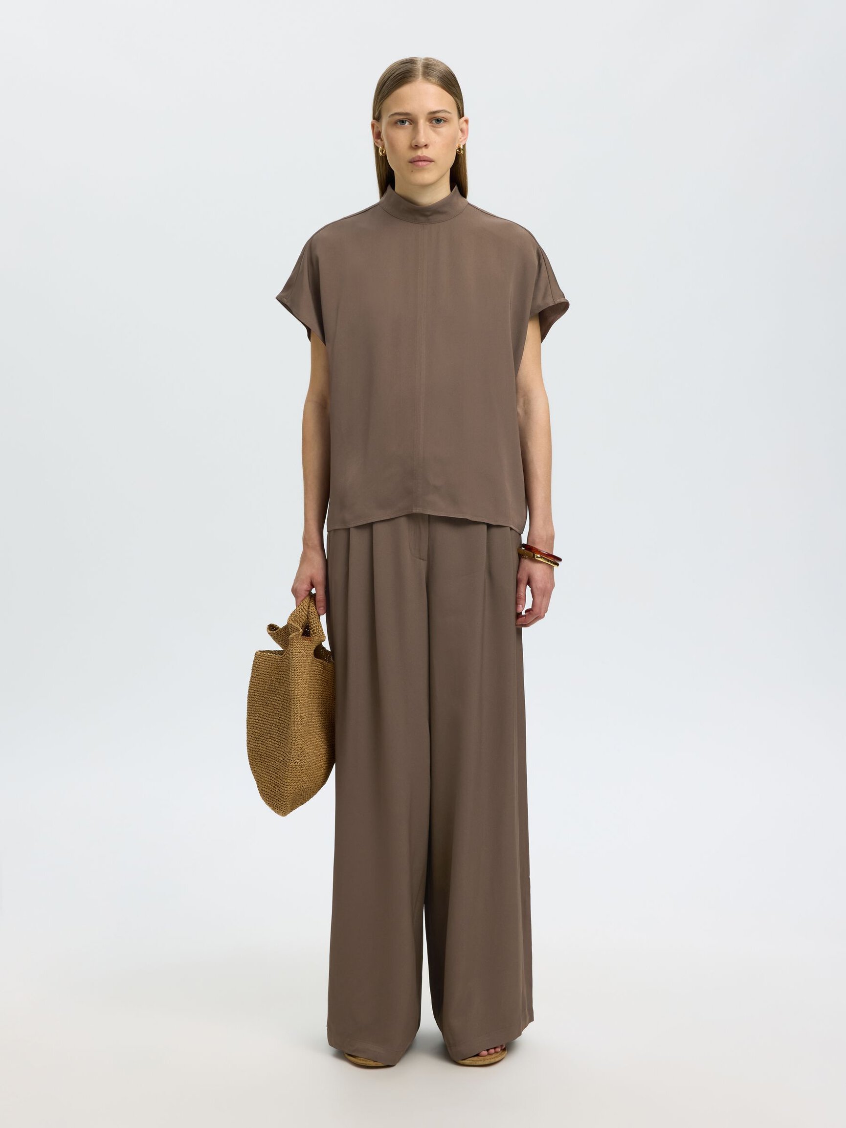 VISCOSE WIDE-LEG TROUSERS