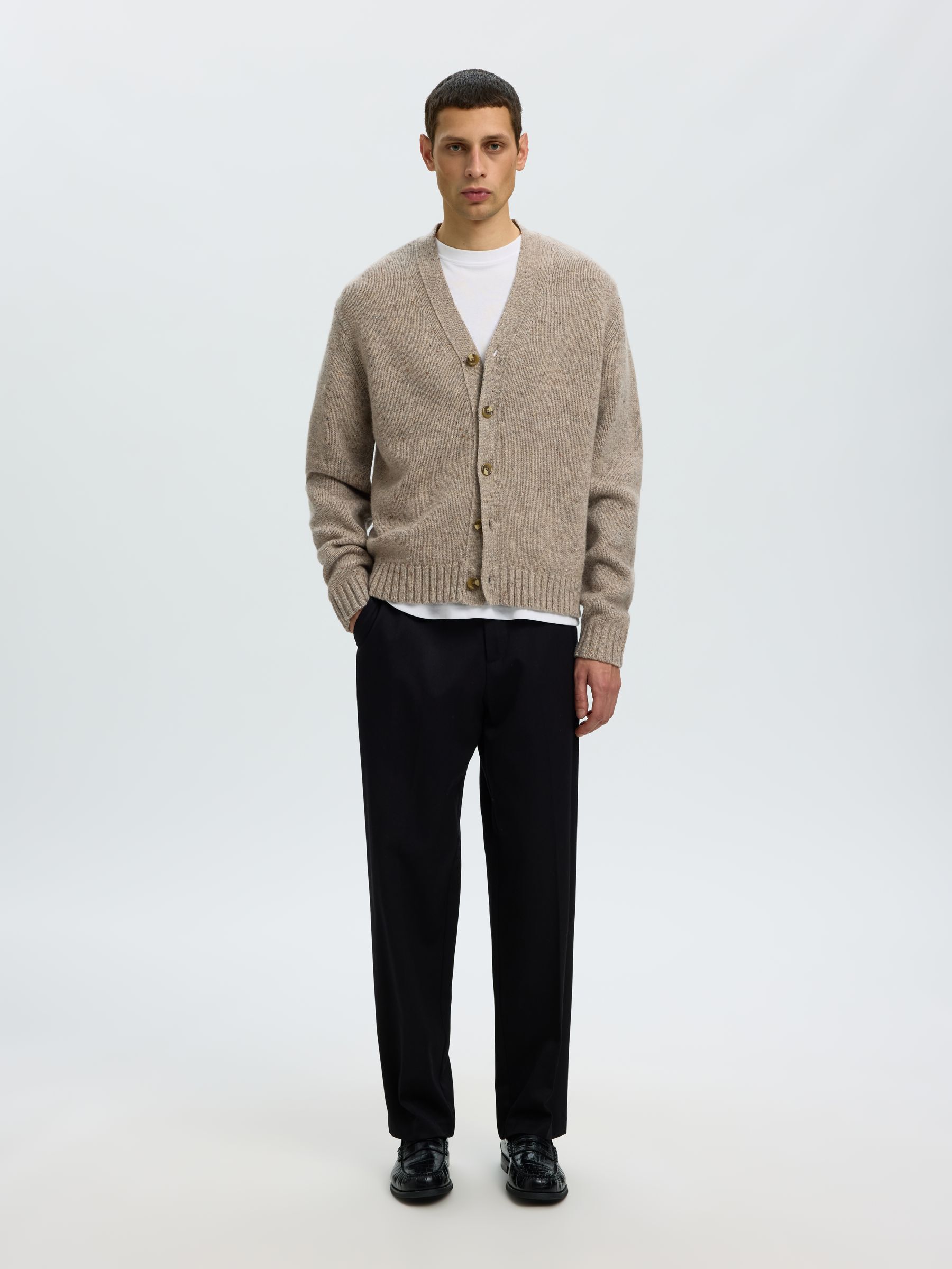 RELAXED FIT WOOL BLEND CARDIGAN