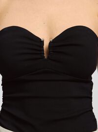 SLEEVELESS BUSTIER TOP, Black, highres