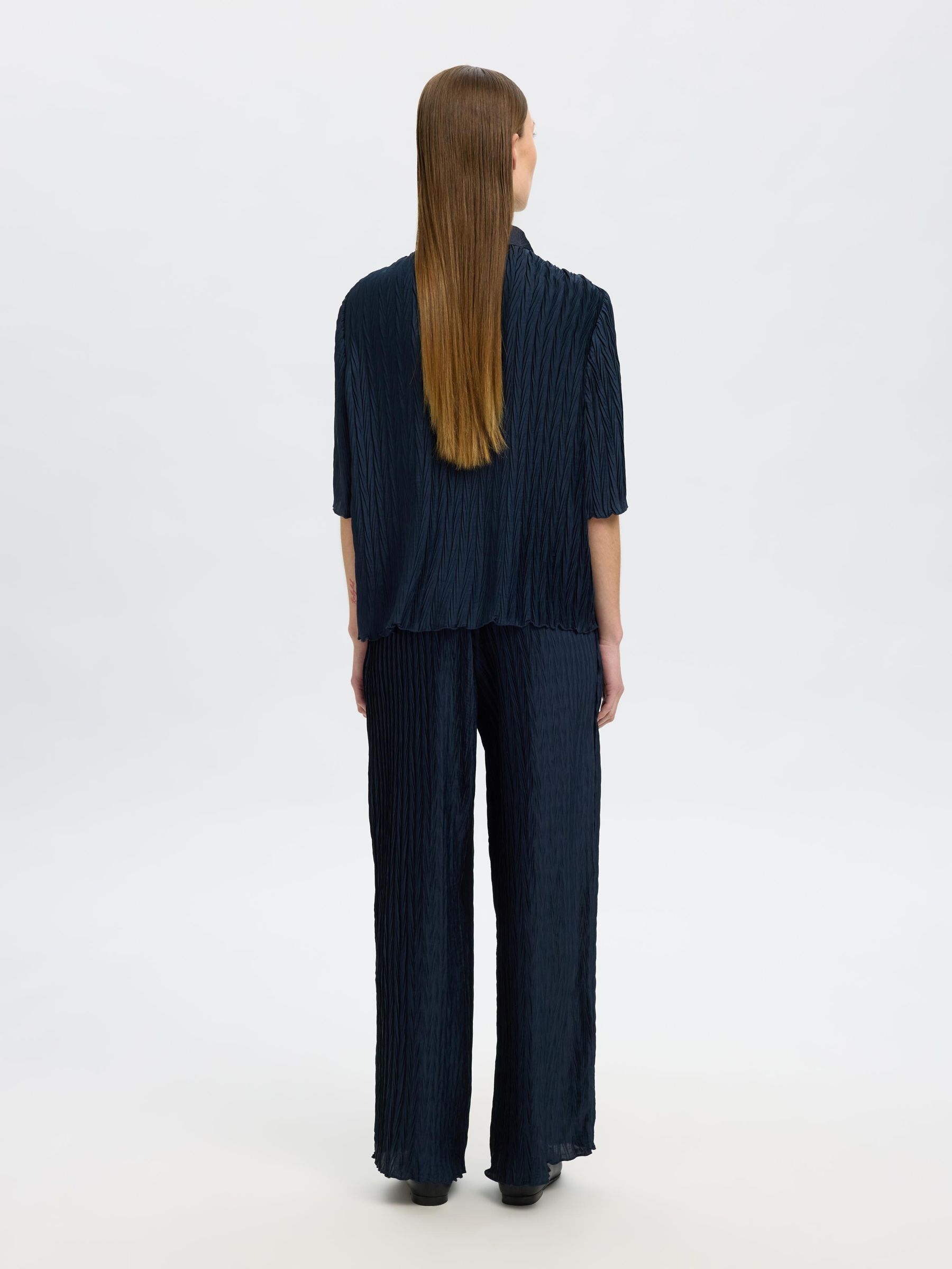 PLISSE WIDE-LEG TROUSERS