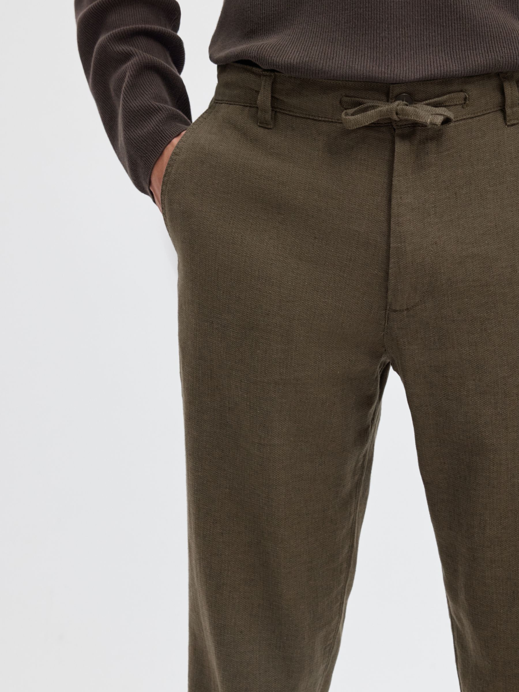 SLIM TAPERED LINEN BLEND TROUSERS