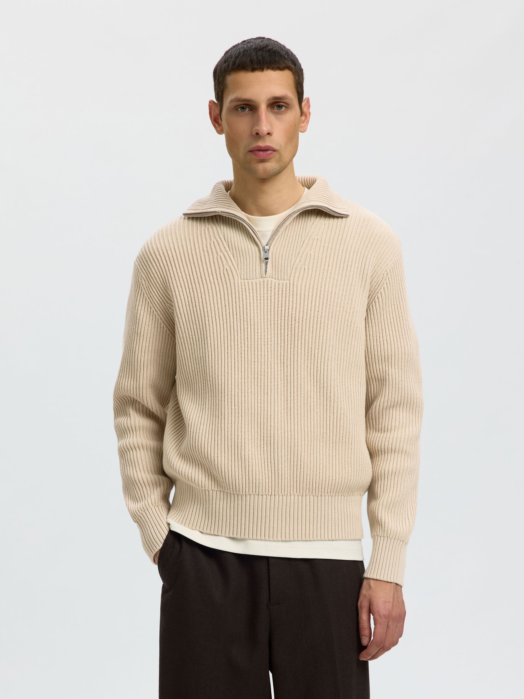 100% COTTON HALF-ZIP JUMPER