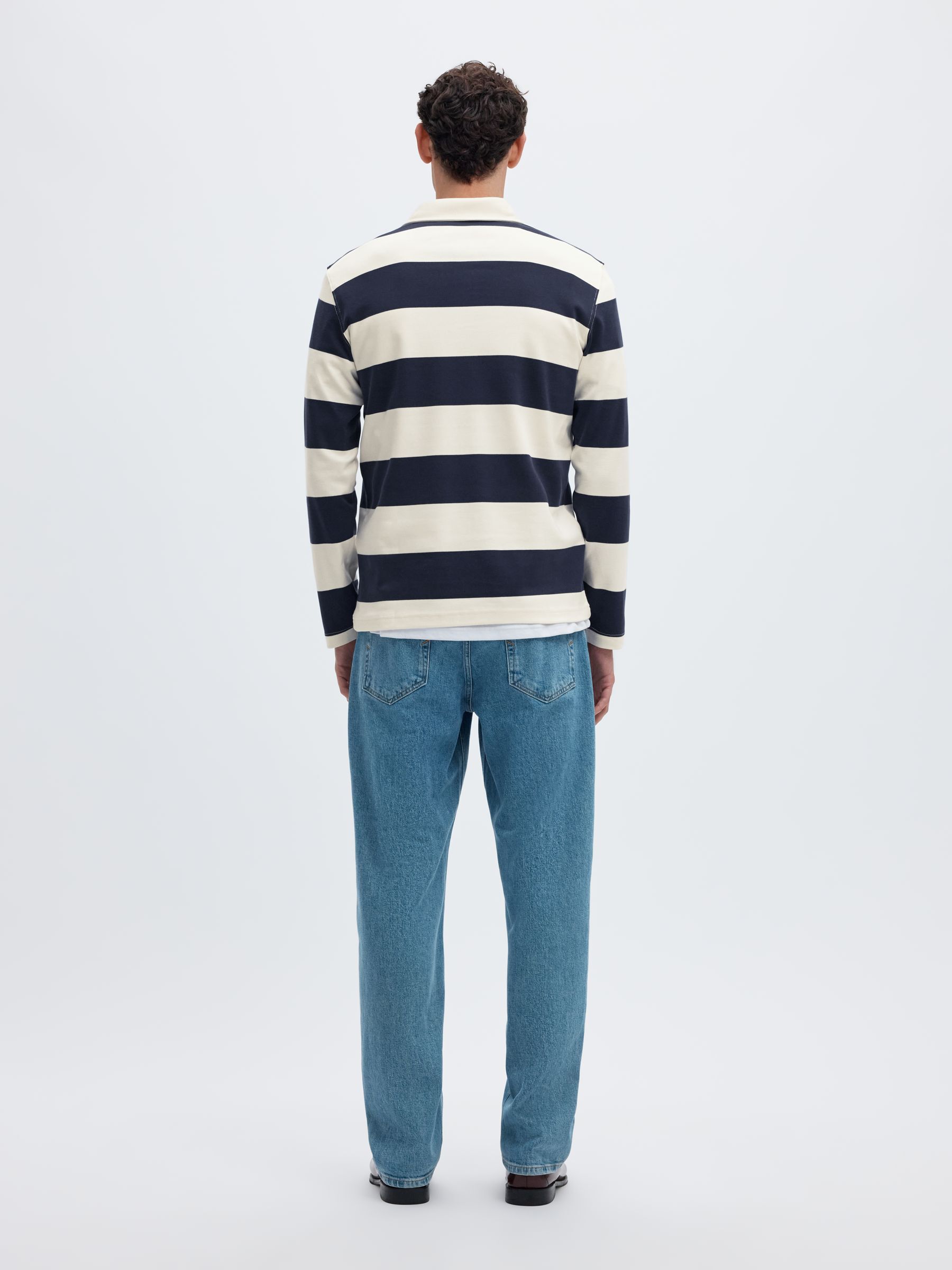 STRIPED COTTON LONG-SLEEVED POLO