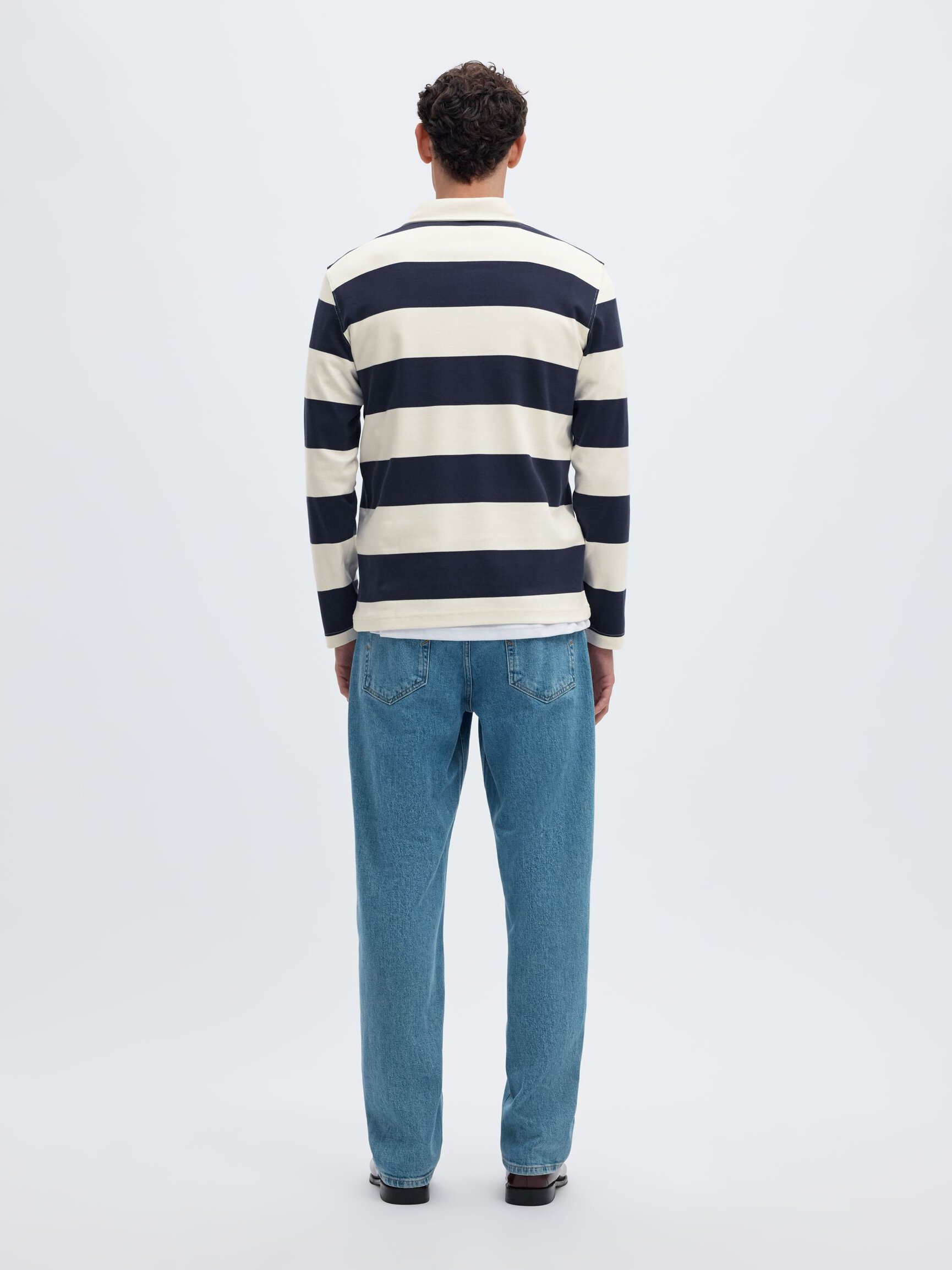 STRIPED COTTON LONG-SLEEVED POLO