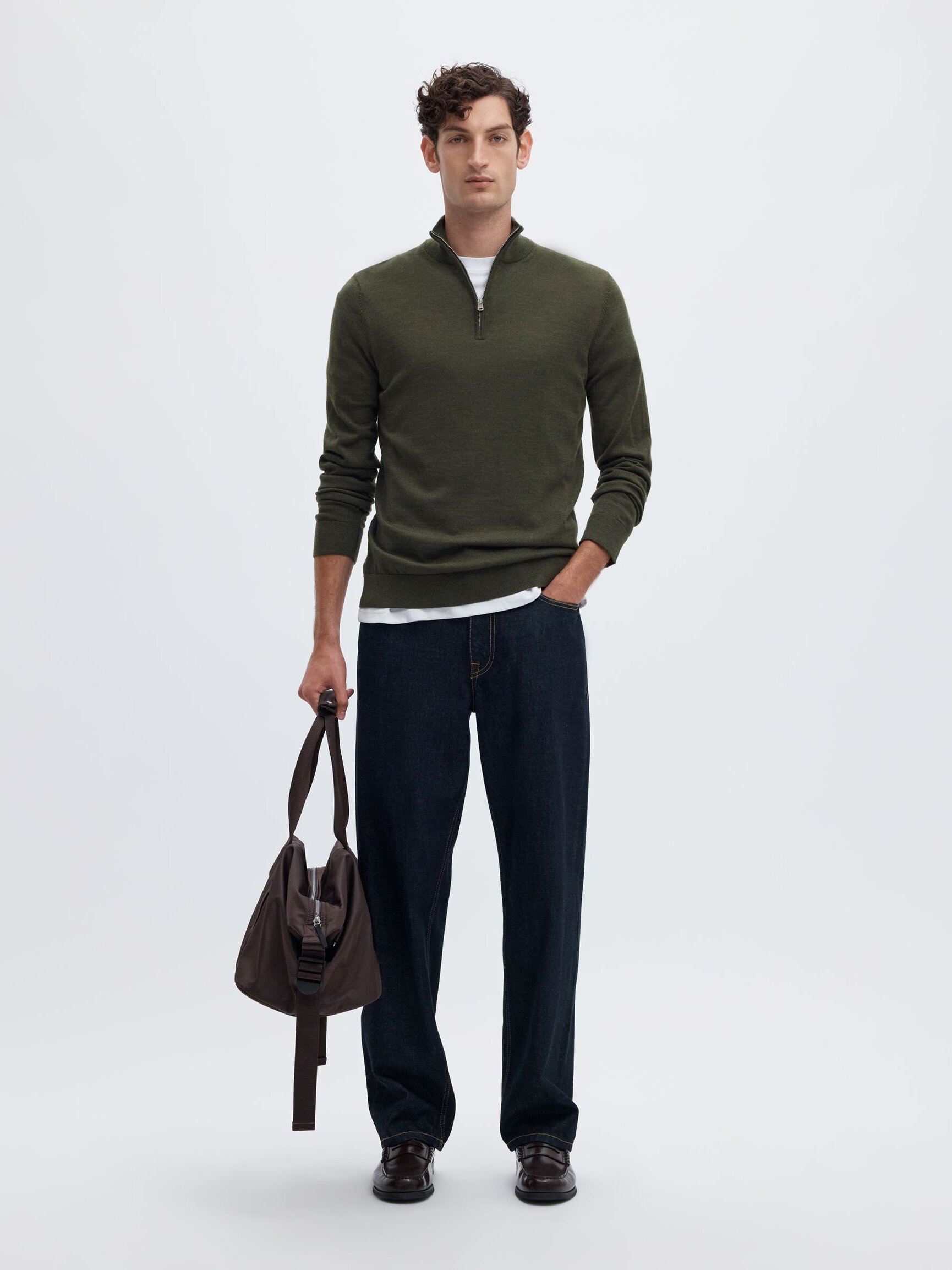 100% MERINO WOOL HALF-ZIP JUMPER
