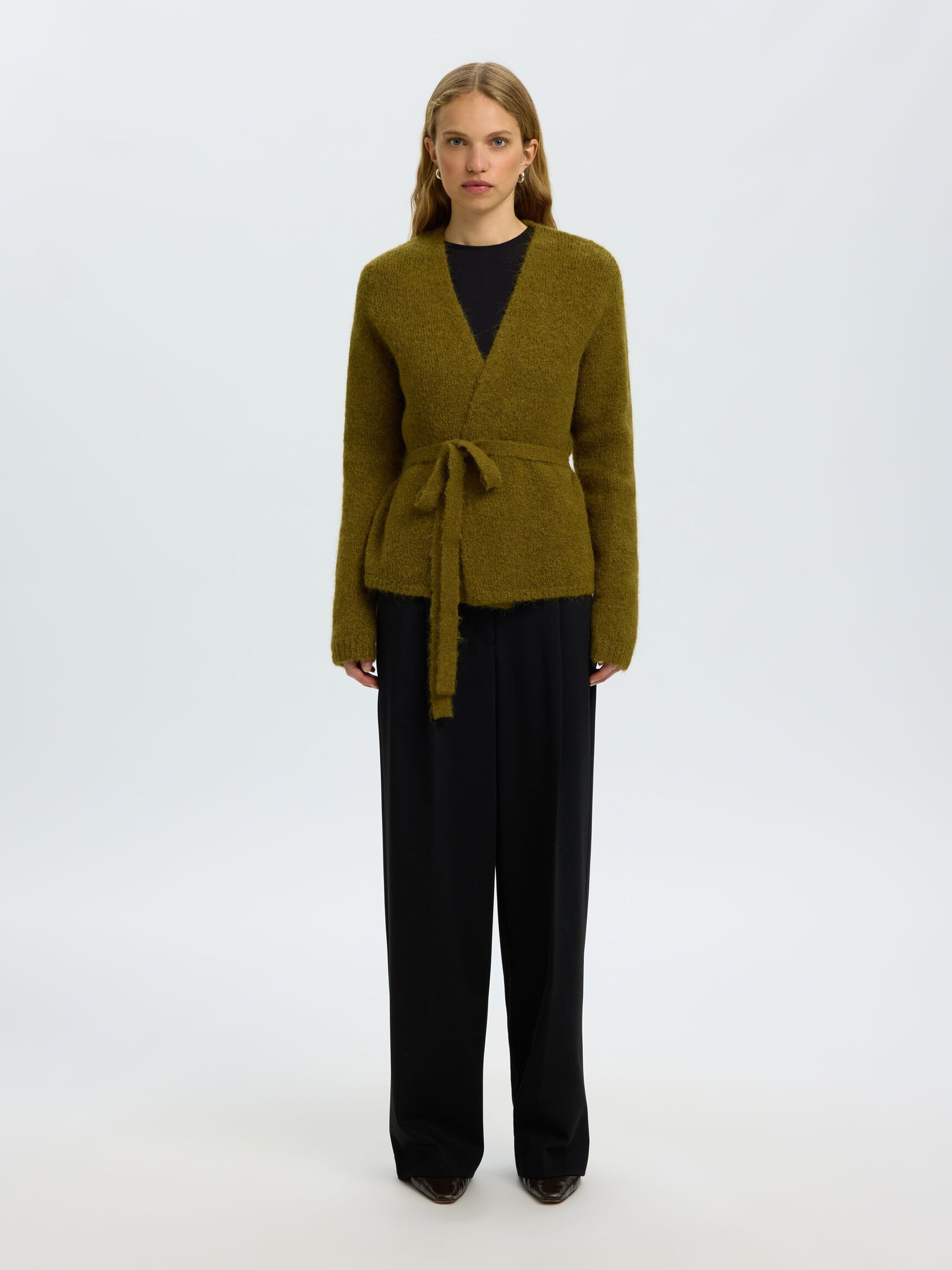 WOOL BLEND KNITTED CARDIGAN
