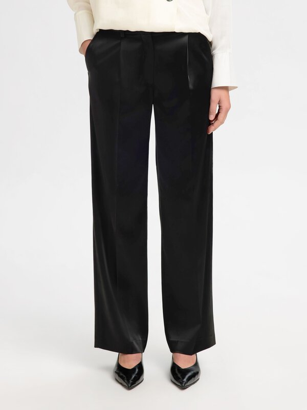 Mid Waist Wide-Leg Trousers