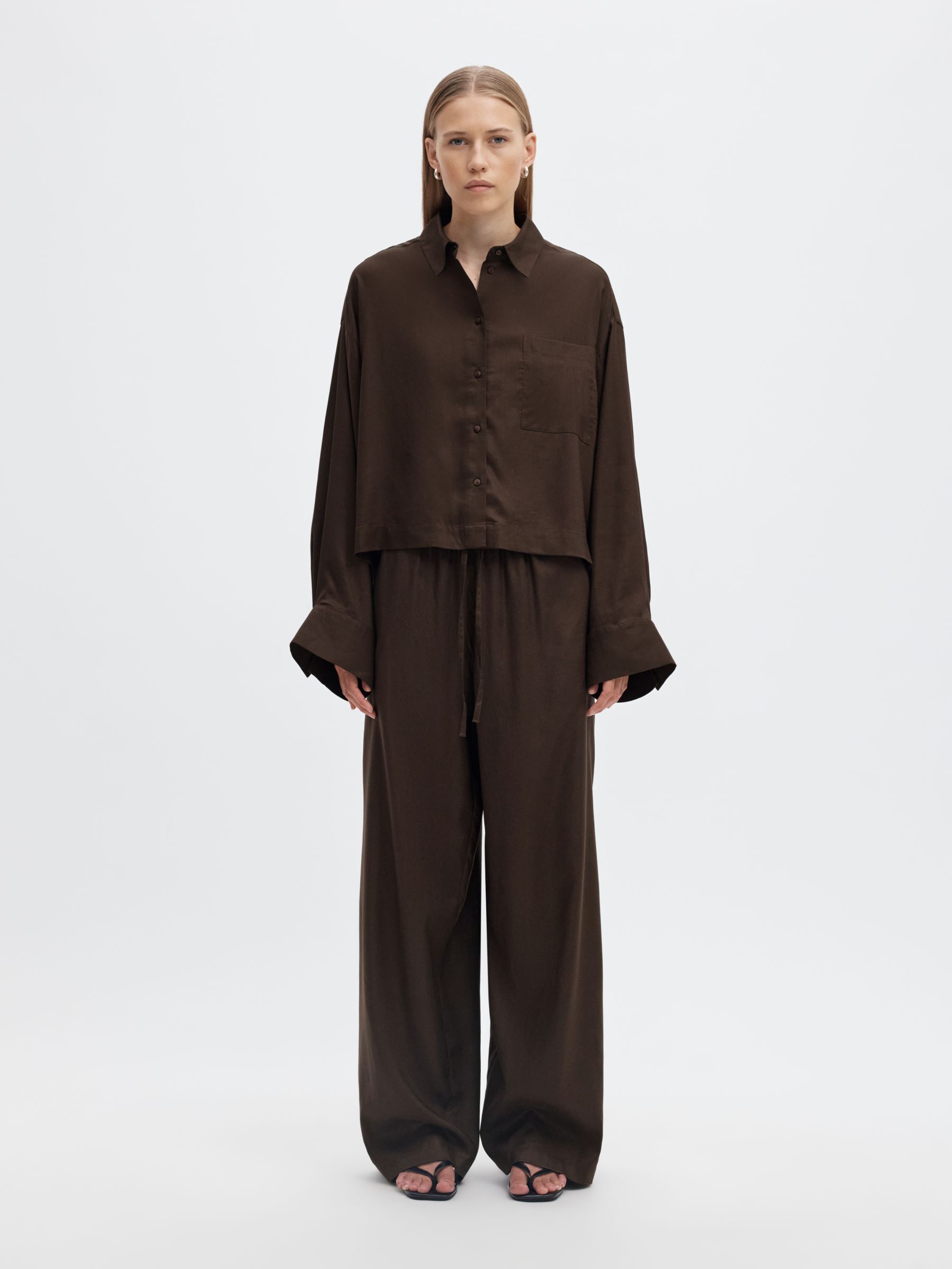 DRAWSTRING HIGH WAISTED TROUSERS