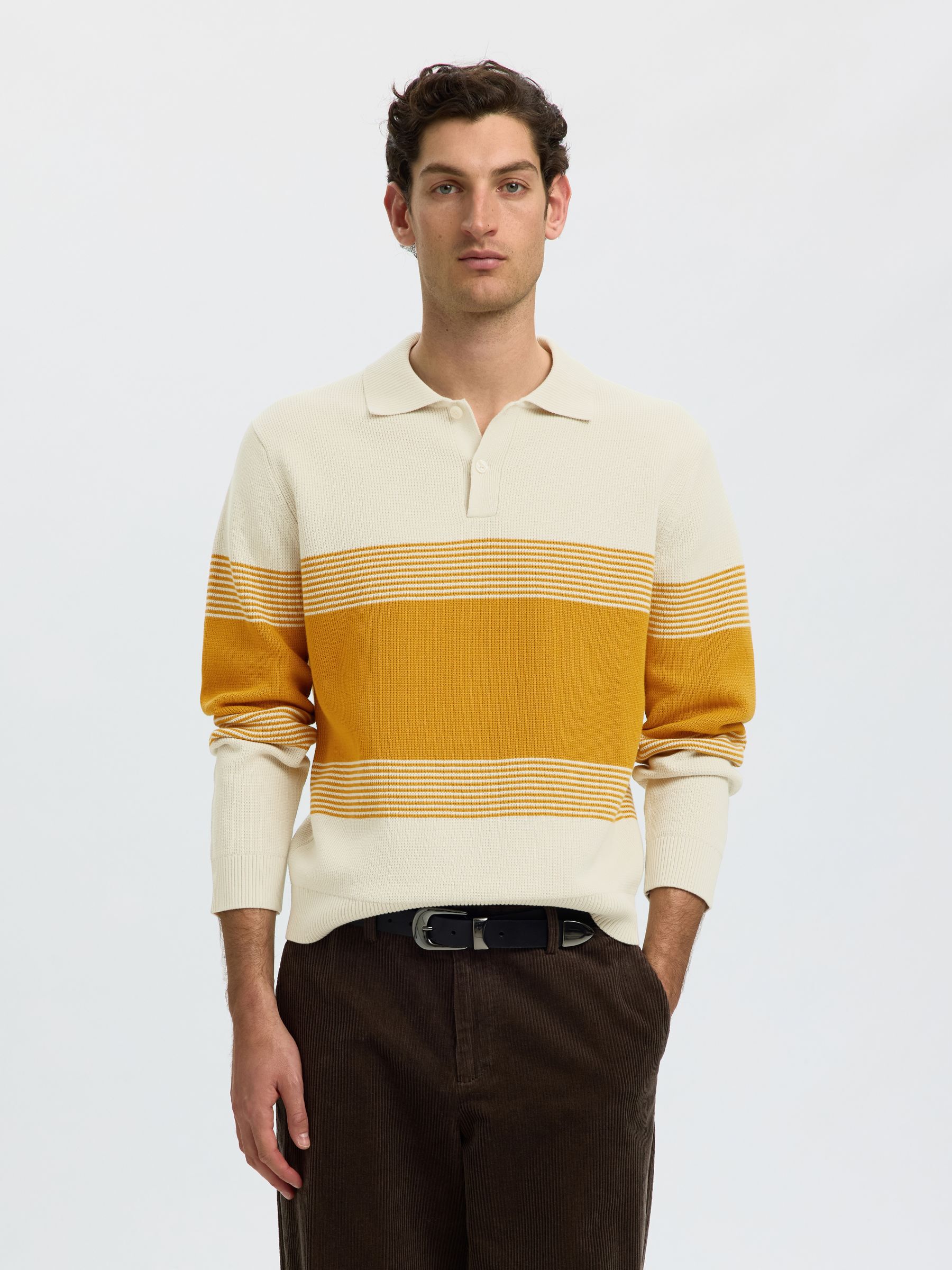 STRIPED KNITTED POLO SHIRT