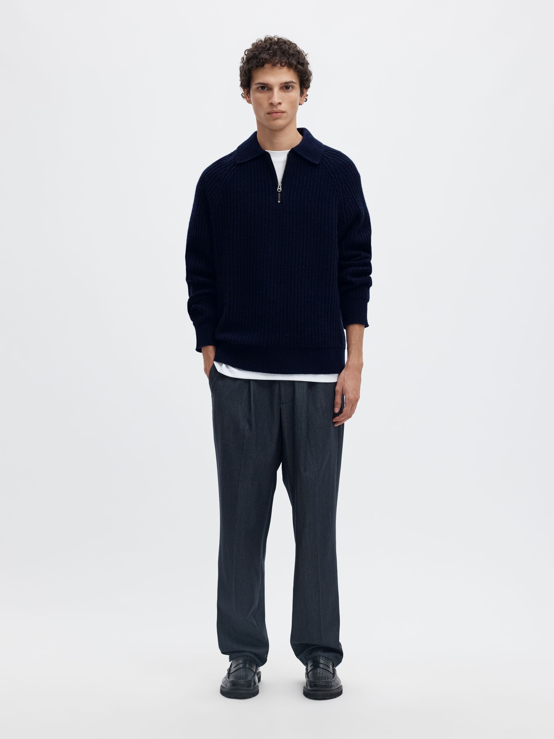 WOOL BLEND KNITTED POLO SHIRT